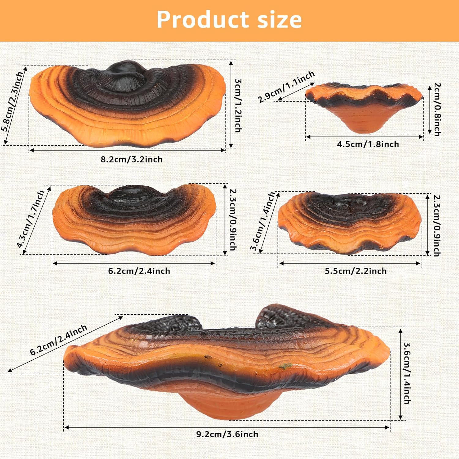 Mushroom Floating Shelves Reishi Shaped Mushroom Shelf Wall Decor Resin Mushroom Hanging / Set of 5