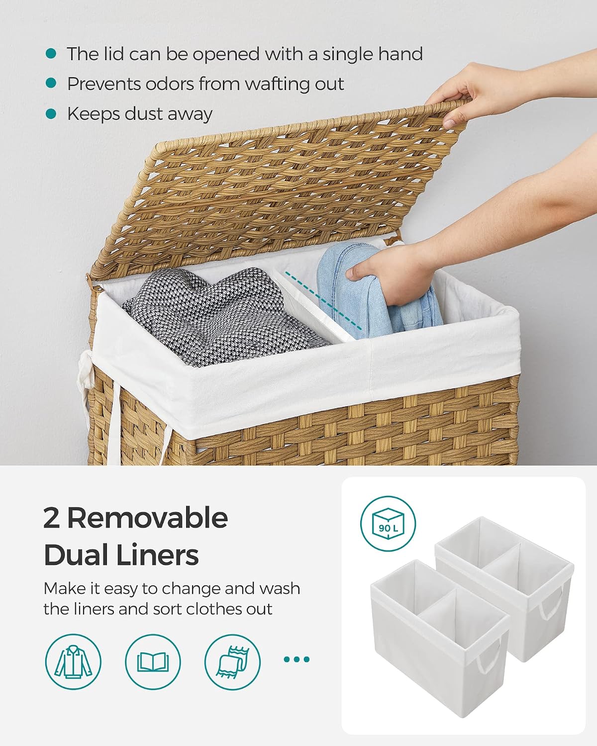 Wicker Laundry Basket / Natural / 90 L