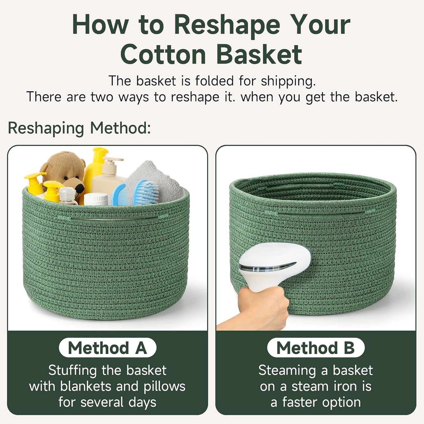 Round Woven Basket / Green / Set of 3