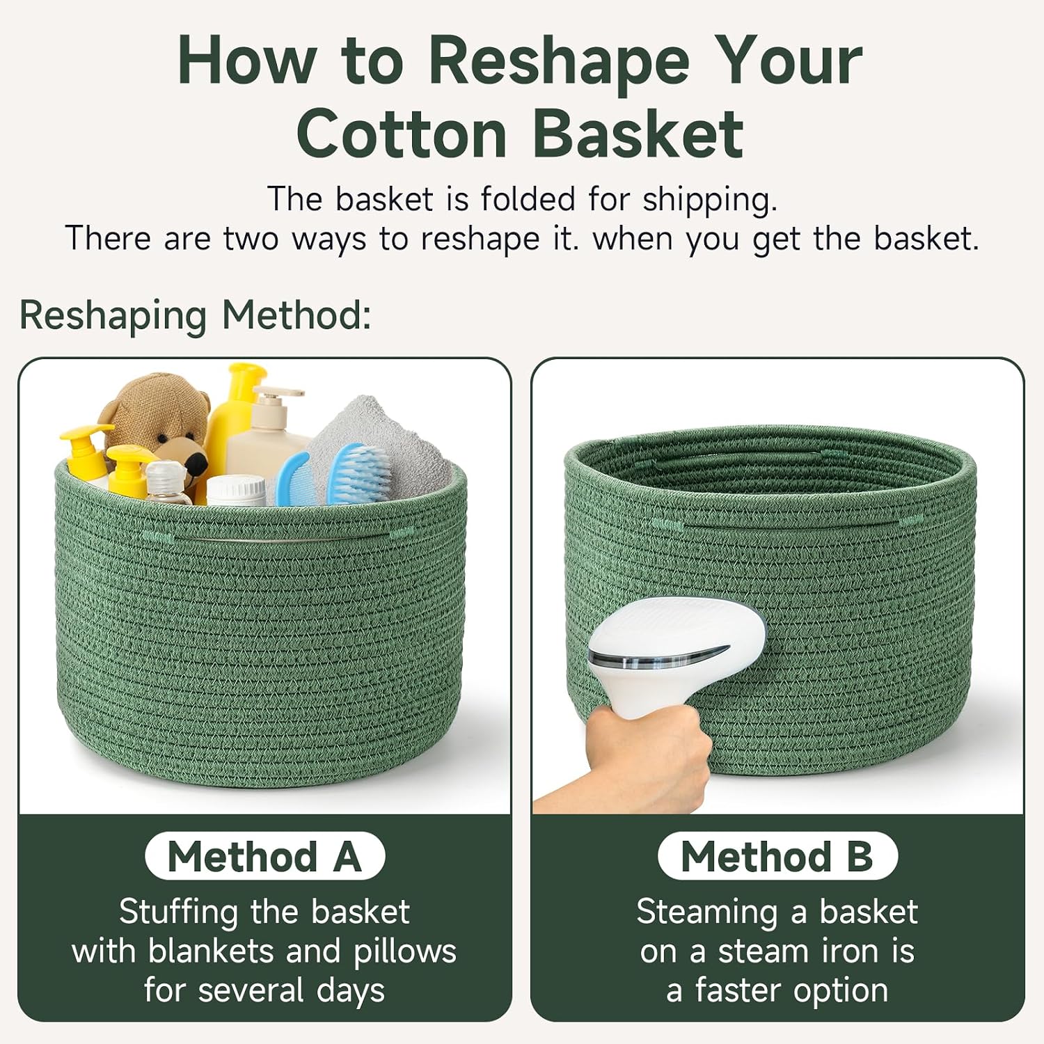 Round Woven Basket / Green / Set of 3