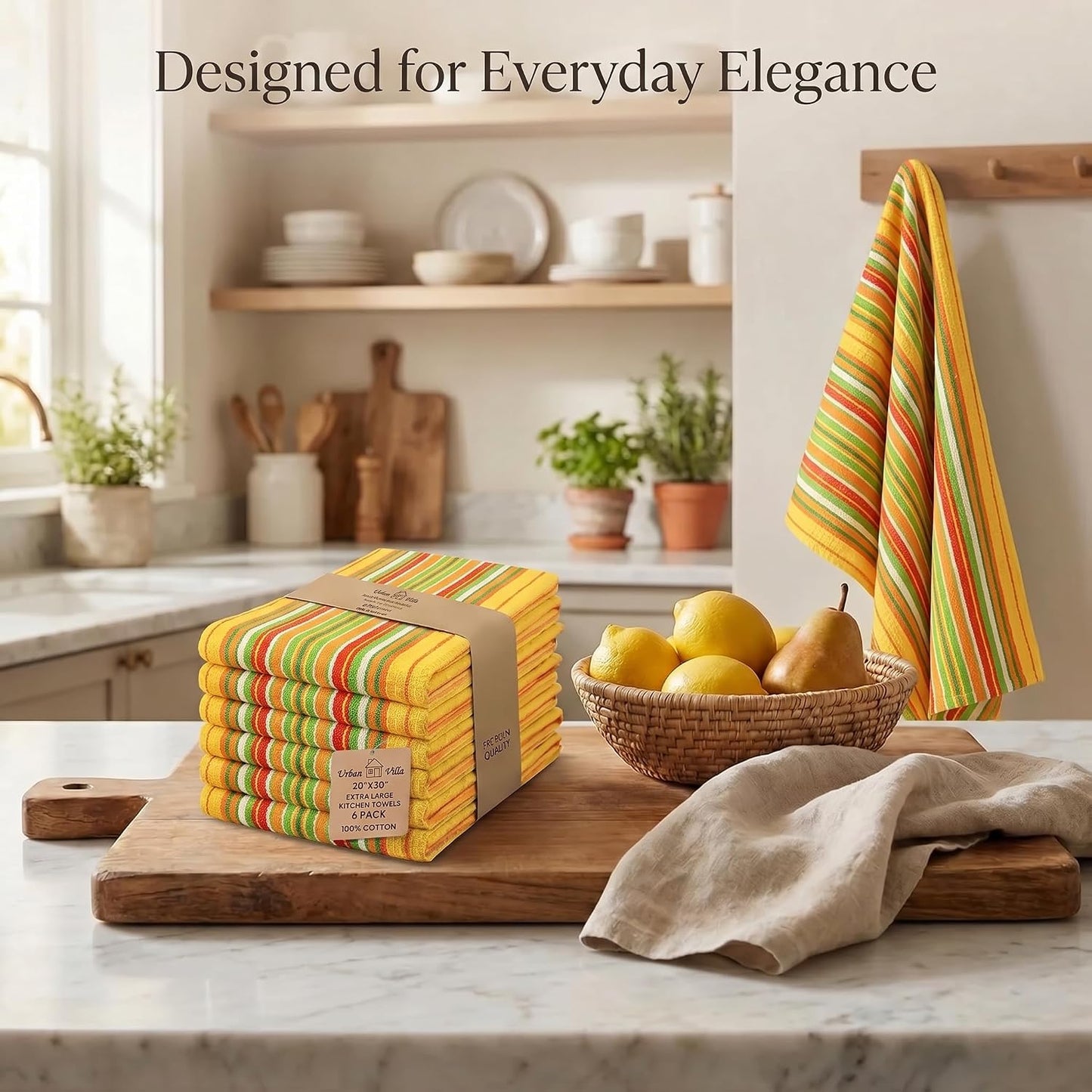 Urban Villa Kitchen Towels Cotton Dish Towels 20”x30” (Set of 6) Mustad