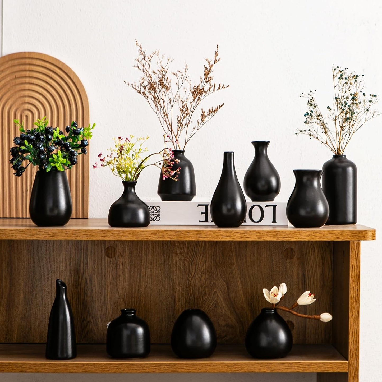 Ceramic Bud Vases / Black Bud Vases / Set of 11