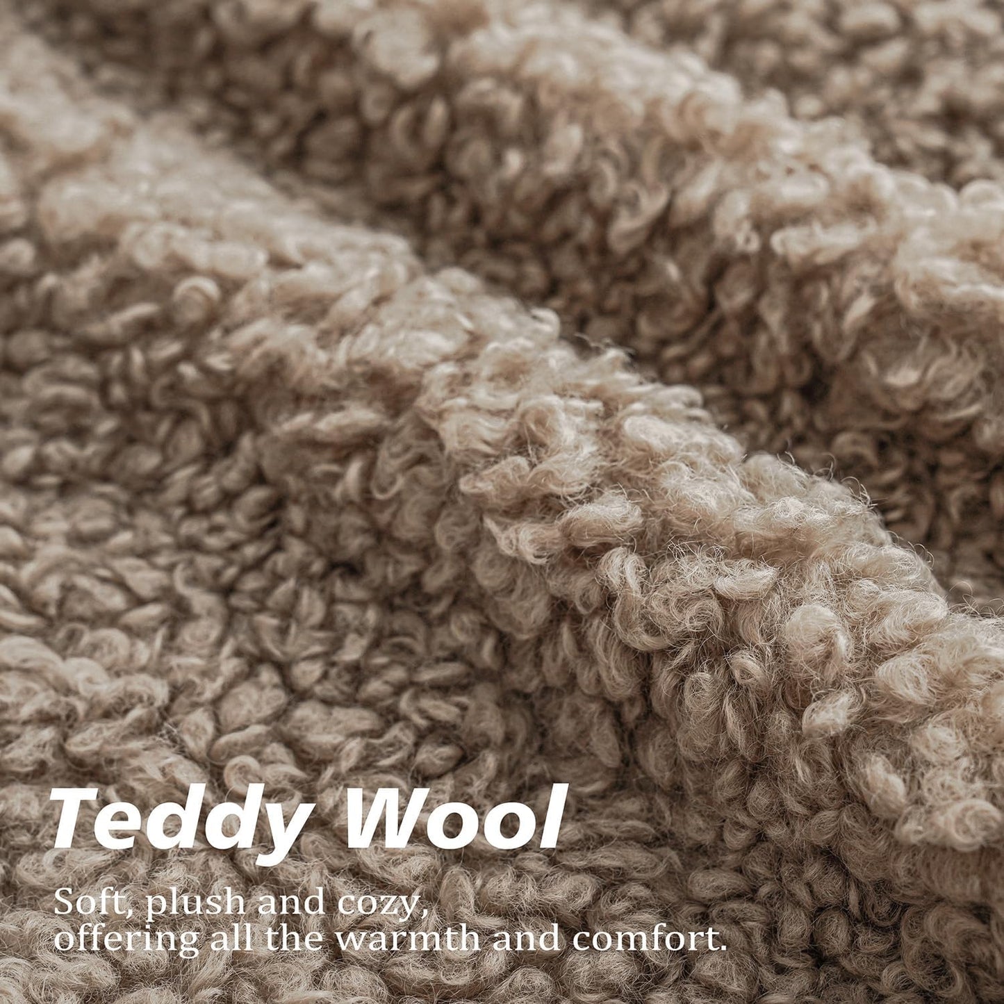 Teddy Faux Fur Throw Pillow Cover Decorative Sherpa Pillow Fuzzy / 18 x 18 / Khaki / Set of 2