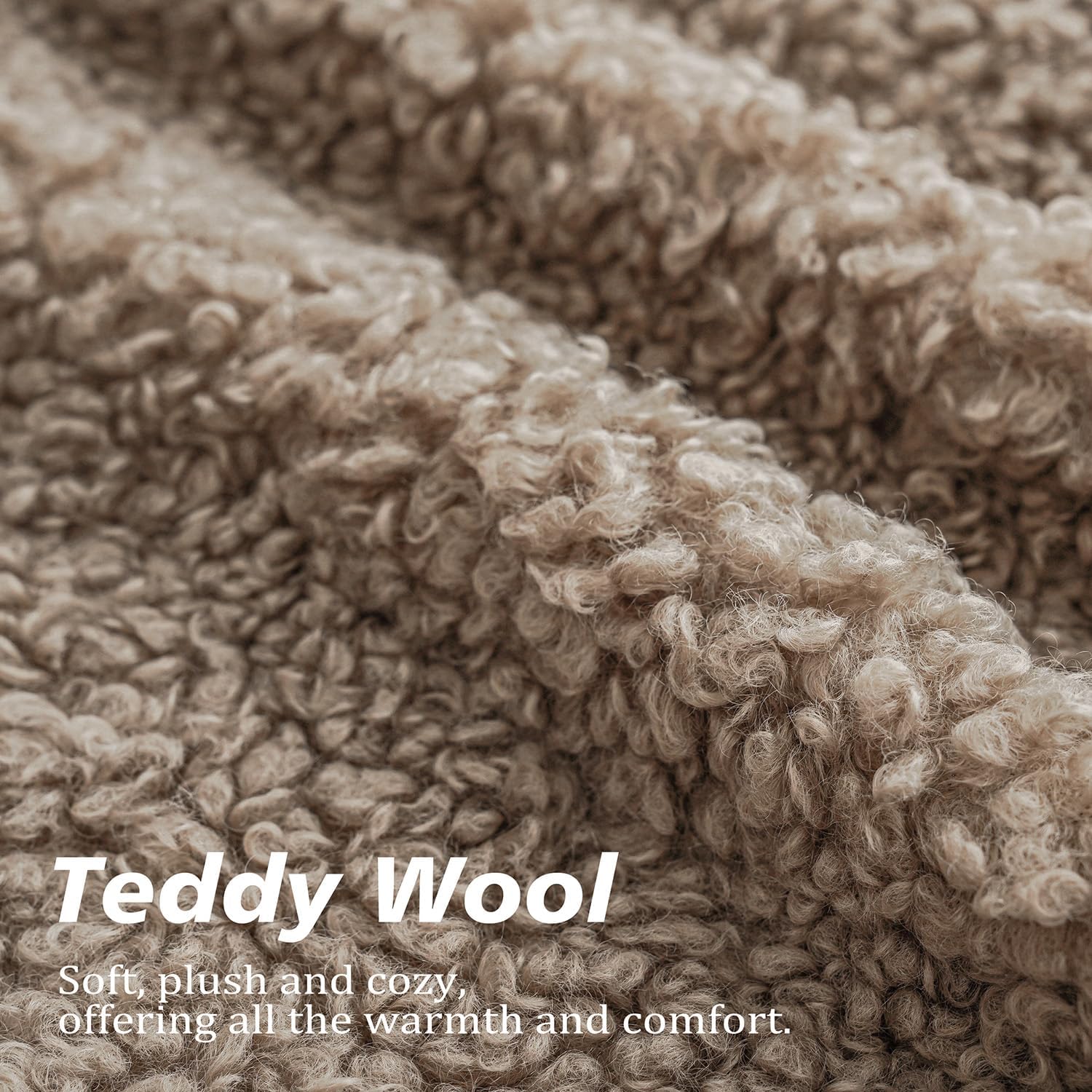 Teddy Faux Fur Throw Pillow Cover Decorative Sherpa Pillow Fuzzy / 18 x 18 / Khaki / Set of 2