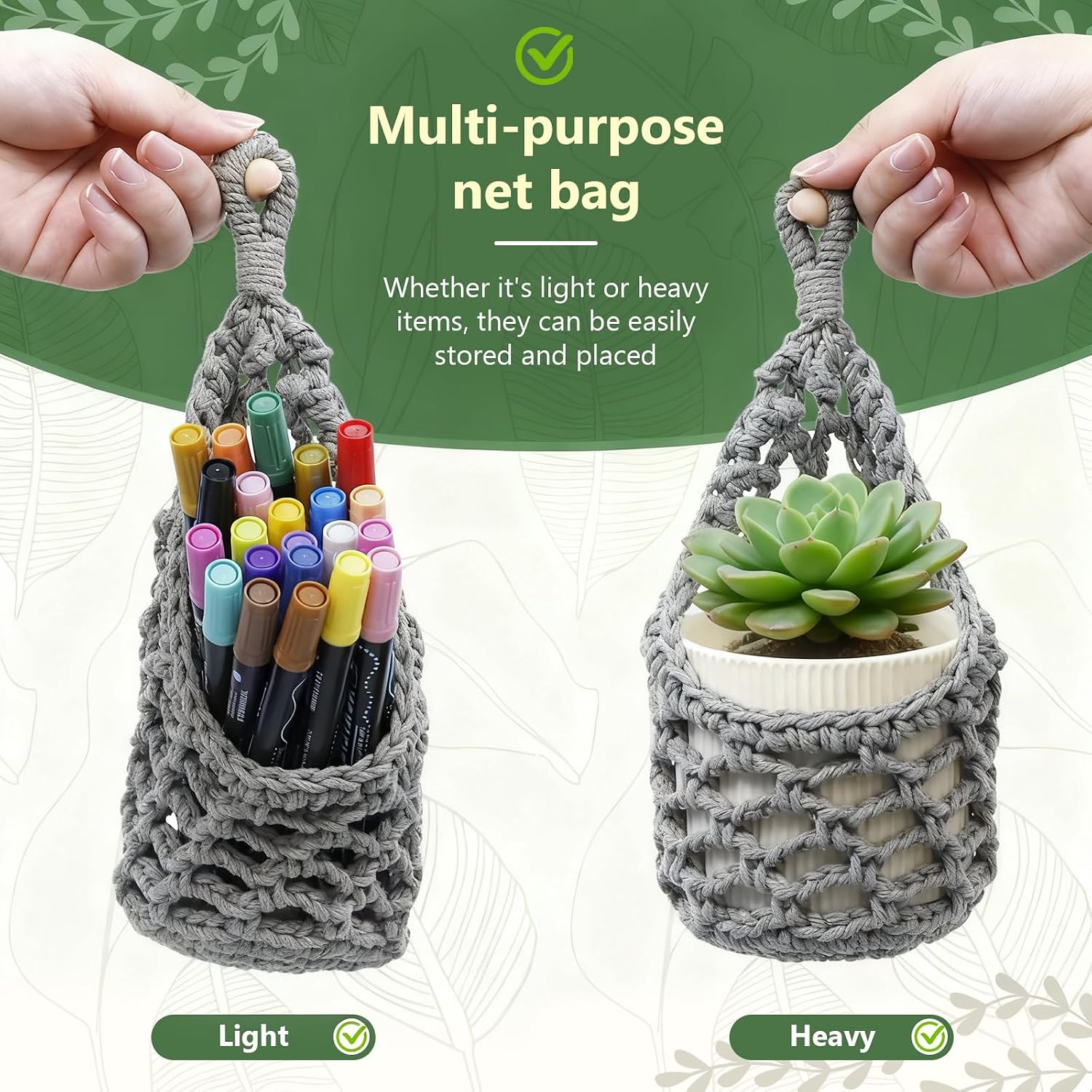 Macrame Wall Plant Hanger / Gray / 4-inch / 4 Inch