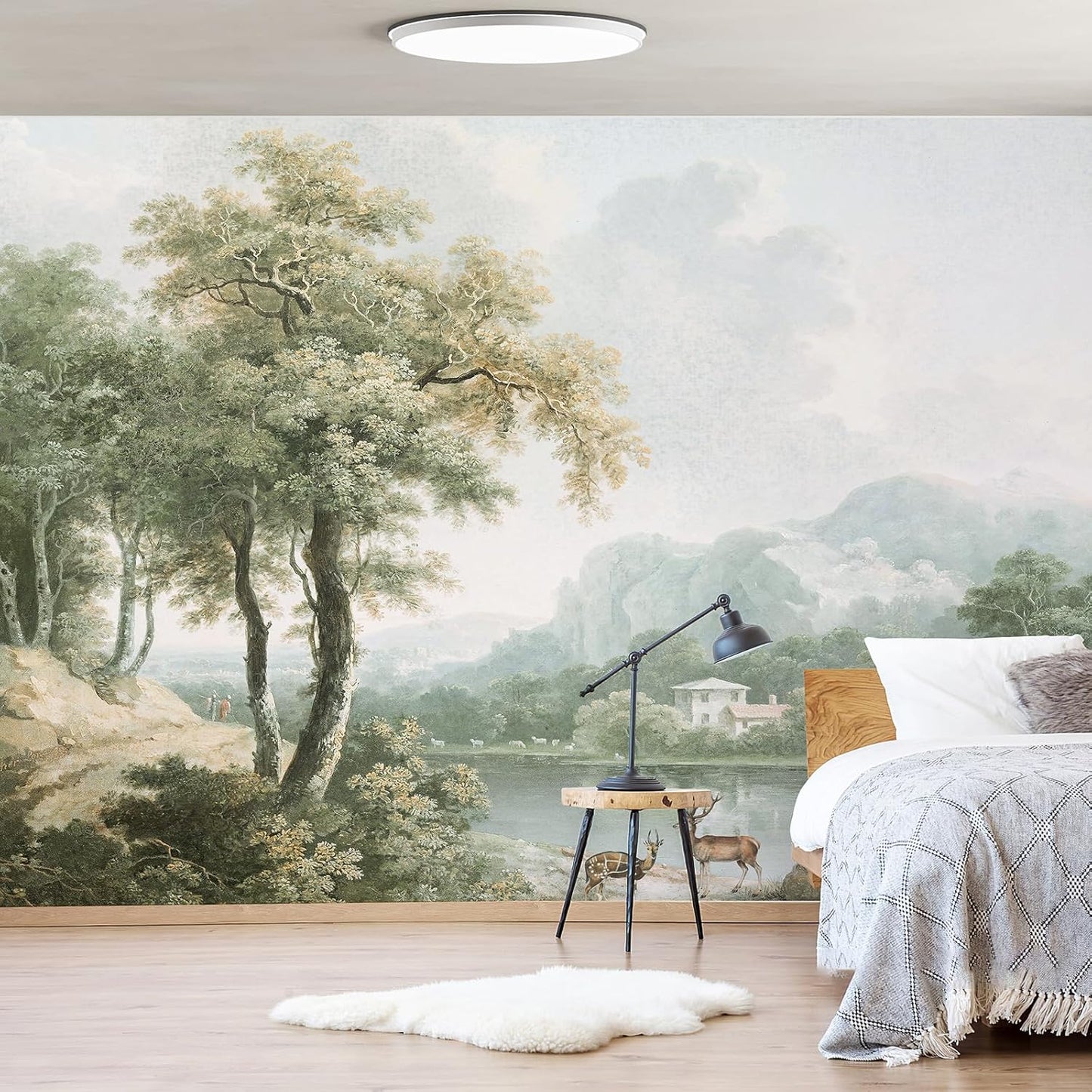 Vintage Forest Wall Murals Peel and Stick " Canvas Waterproof Self-Adhesive / Green / 148 x 98