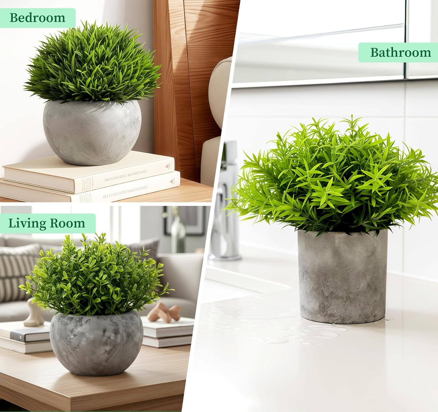 Artificial Eucalyptus Mini Potted Plant Indoor Greenery Plastic Fake / 2 Green+3 Grey / Set of 5