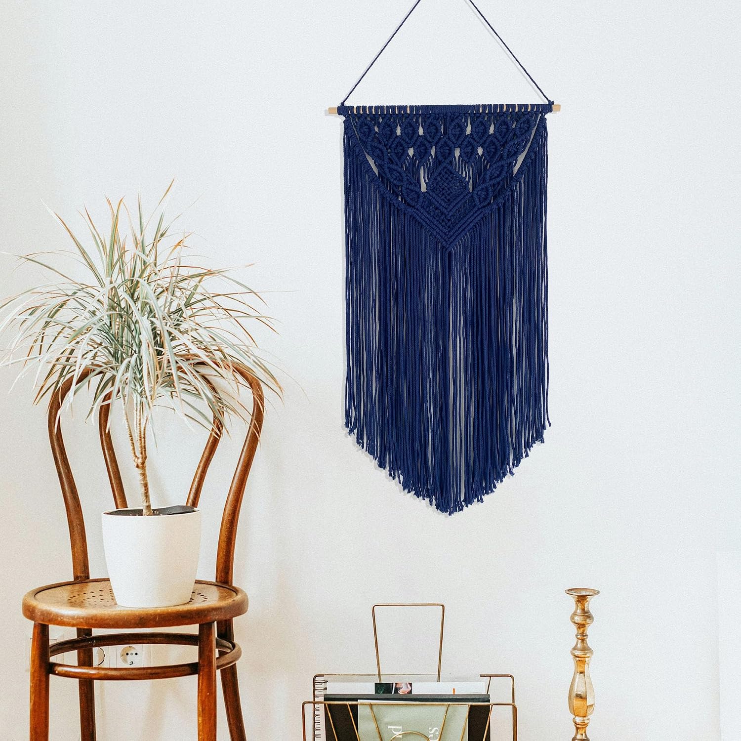 Macrame Wall Hanging Boho Woven Tapestry Home Decor / Navy