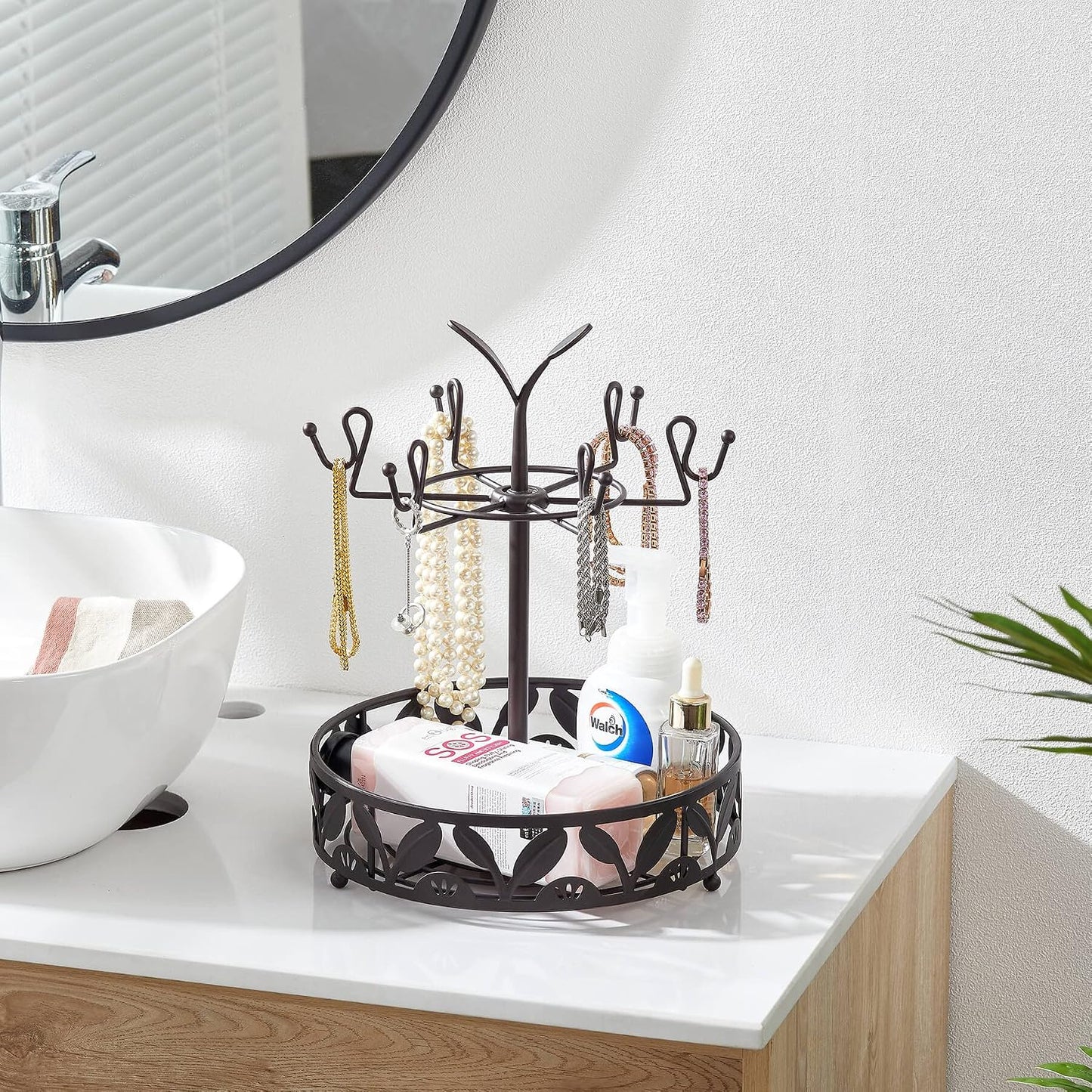 ALLCENER Mug Tree Countertop, Rotatable Mug Holder Stand with 6 Hooks for Coffee Bar Counter Cabinets and Kitchen