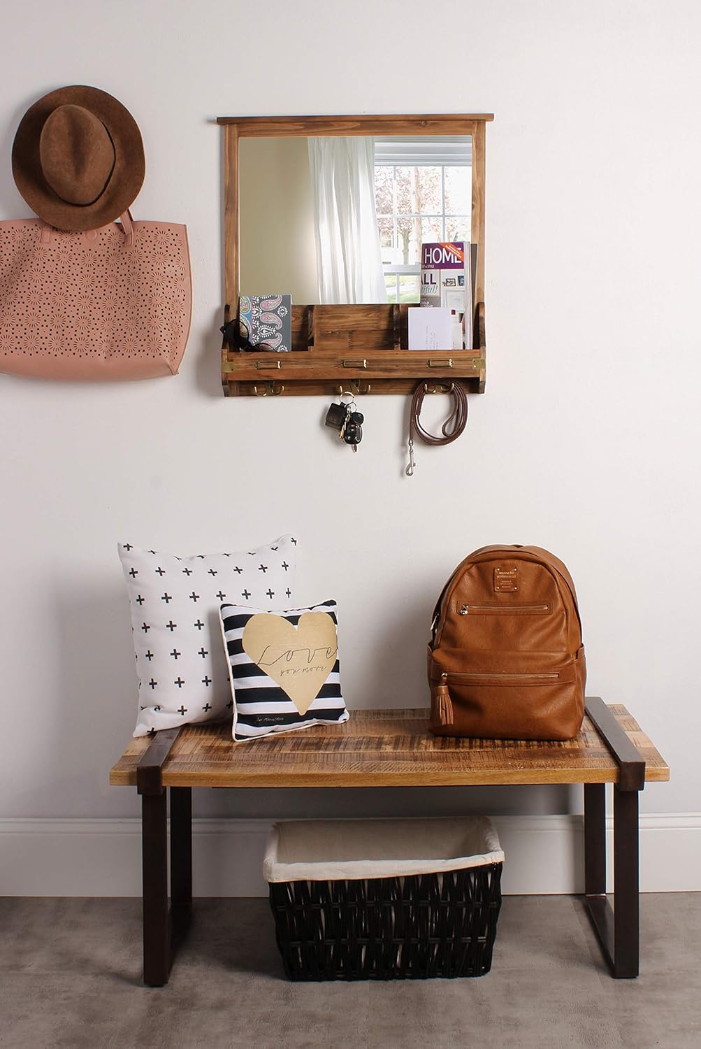 Stallard Decorative Rustic Wood Home Organizer / 24 x 24 / Rustic Brown