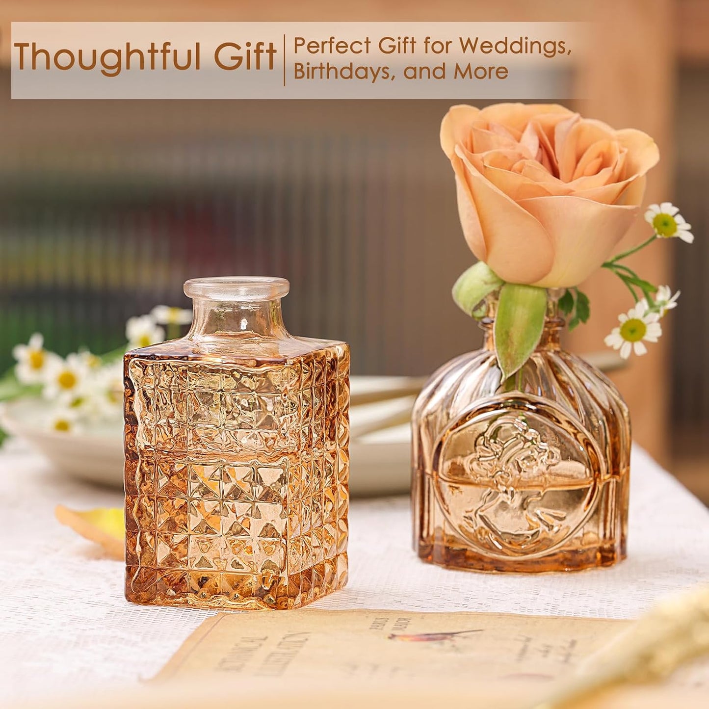 Glass Bud Vase Set / Amber / Clear / Set of 24