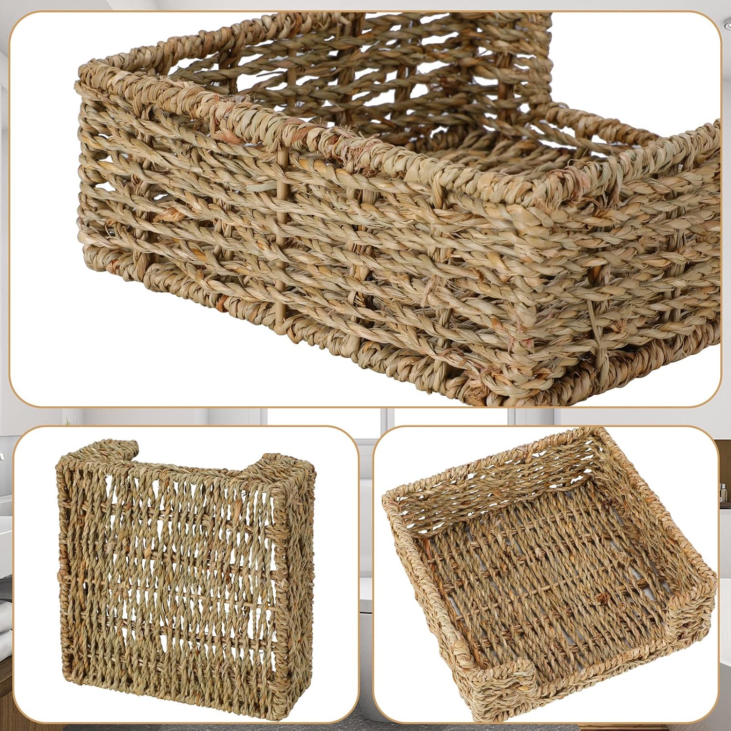 Ratten Napkin Holder / Seagrass / L7.8" x W7.8" x H2.8