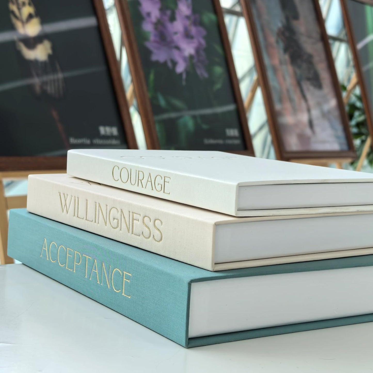 3 Hollow Linen Faux Books