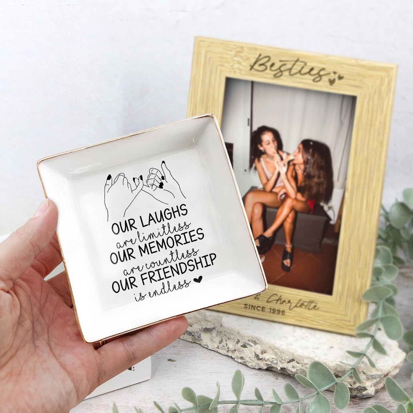 BFF 4" Ceramic Jewelry Tray / Pinky Promise Bestie