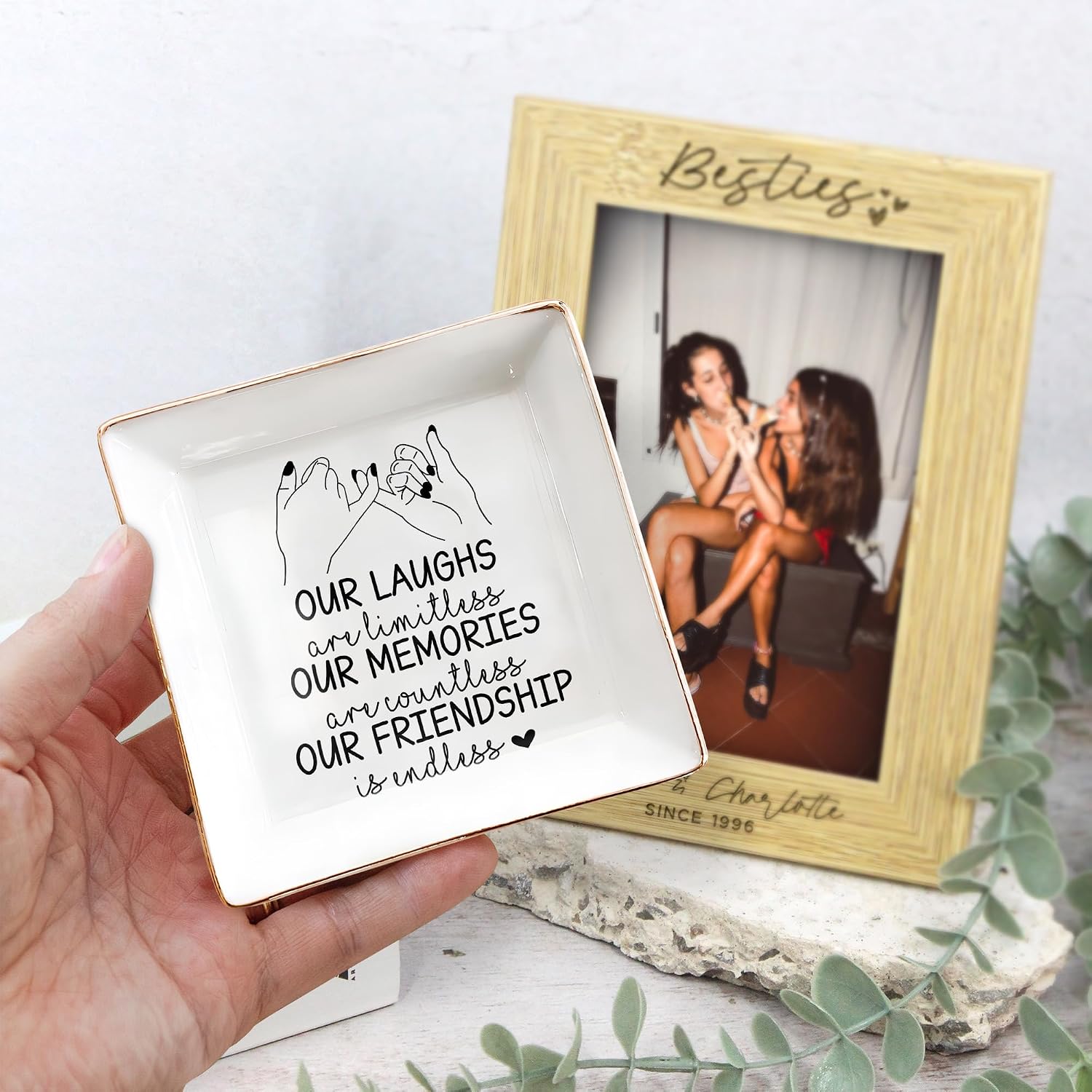 BFF 4" Ceramic Jewelry Tray / Pinky Promise Bestie