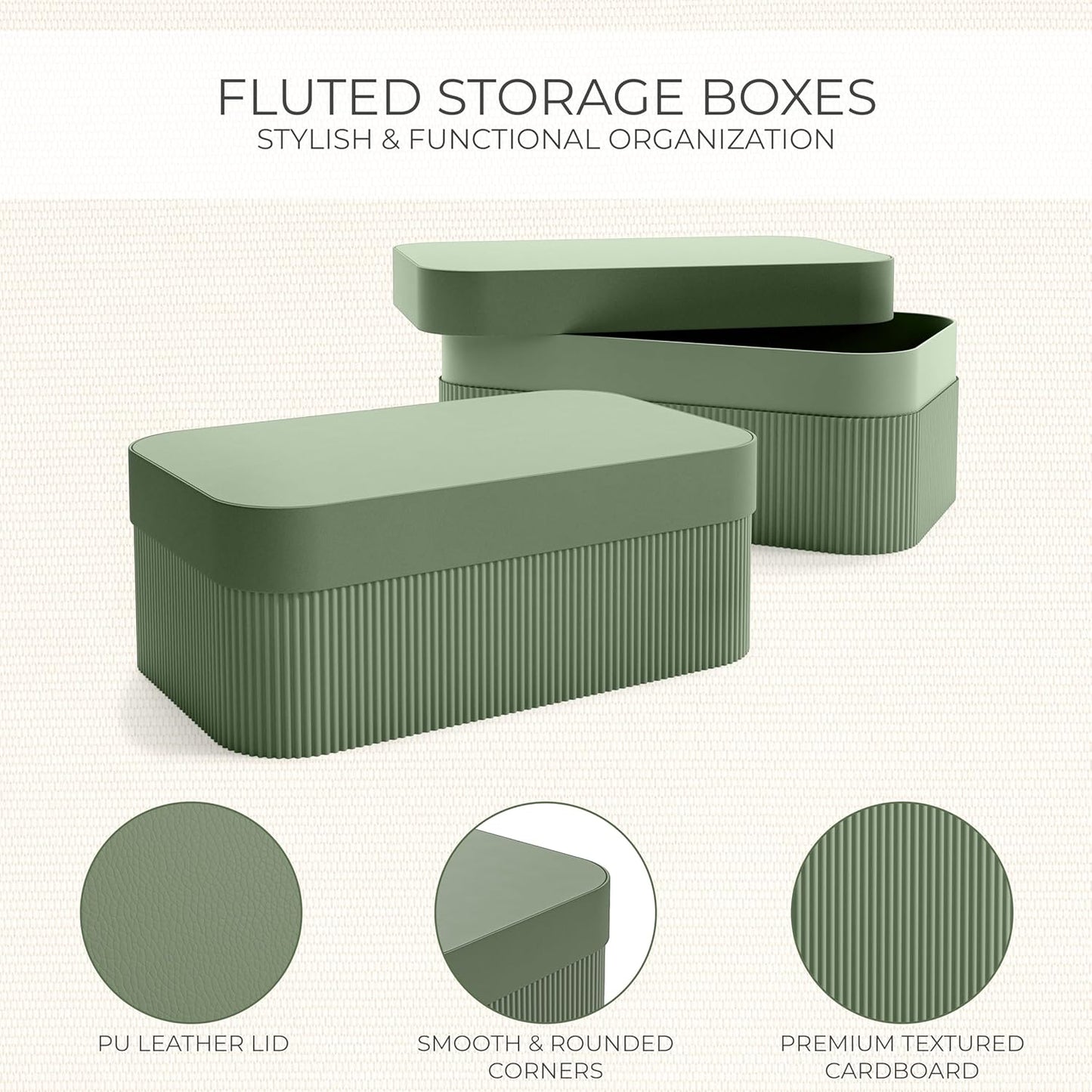 Decorative Storage Boxes / Sage / Set of 2