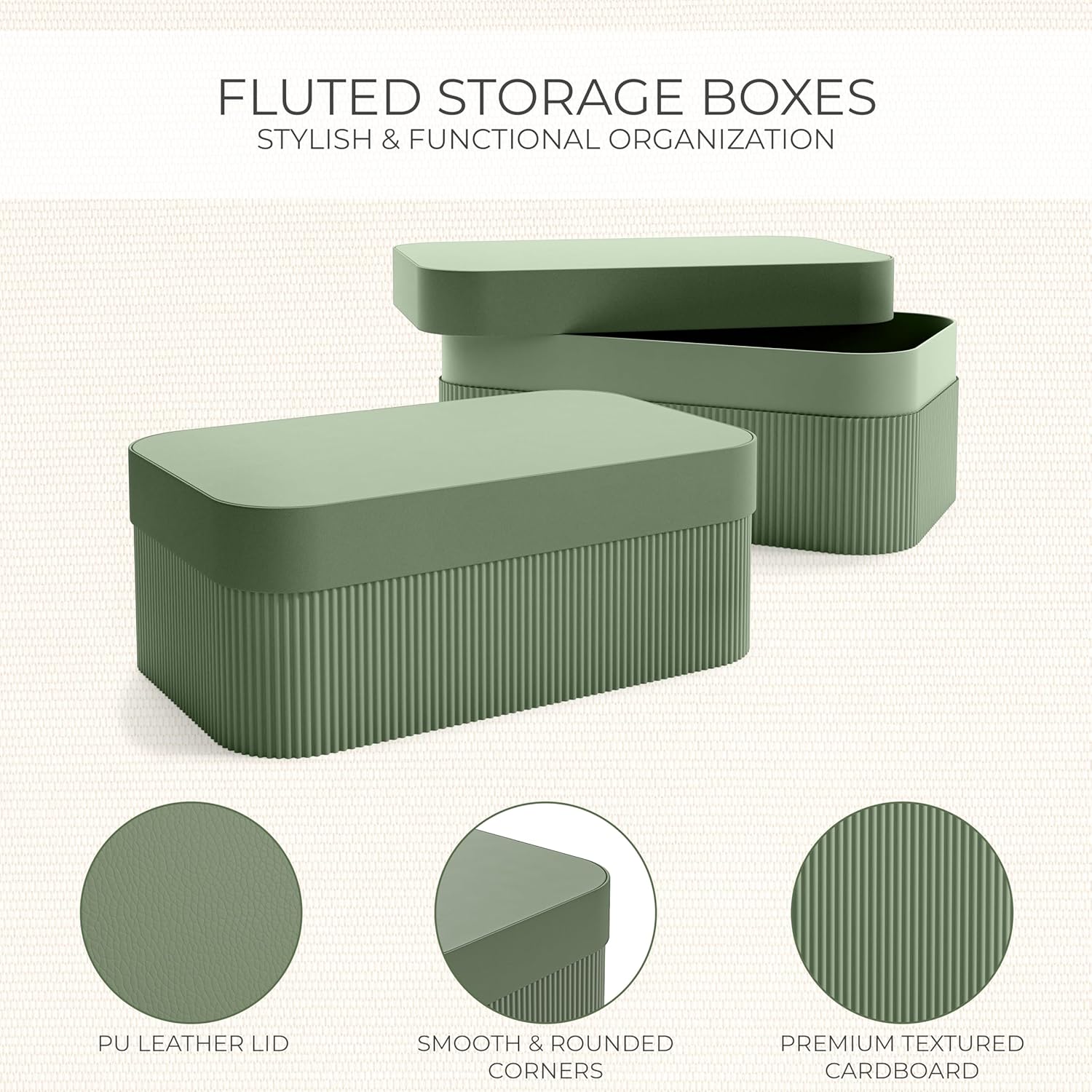 Decorative Storage Boxes / Sage / Set of 2