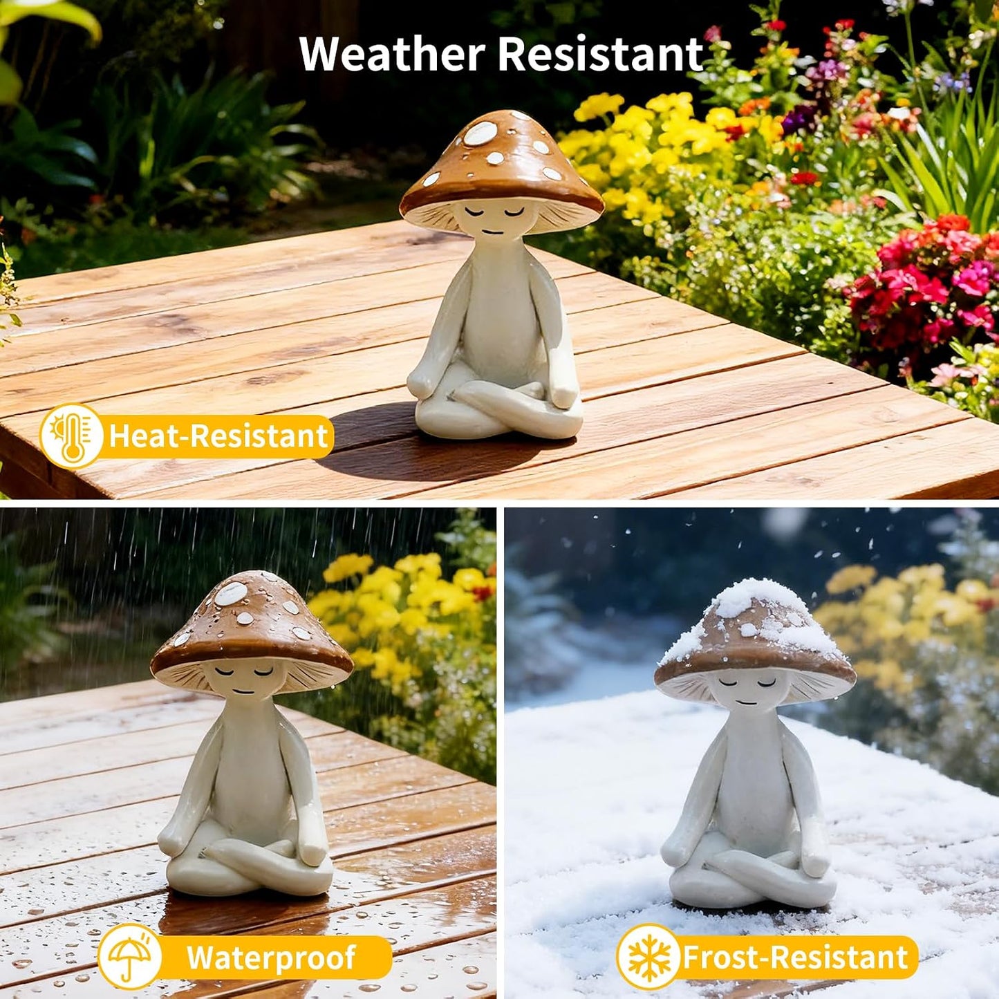 Yoga Figurines for Desk / Mushroom / Set of 3