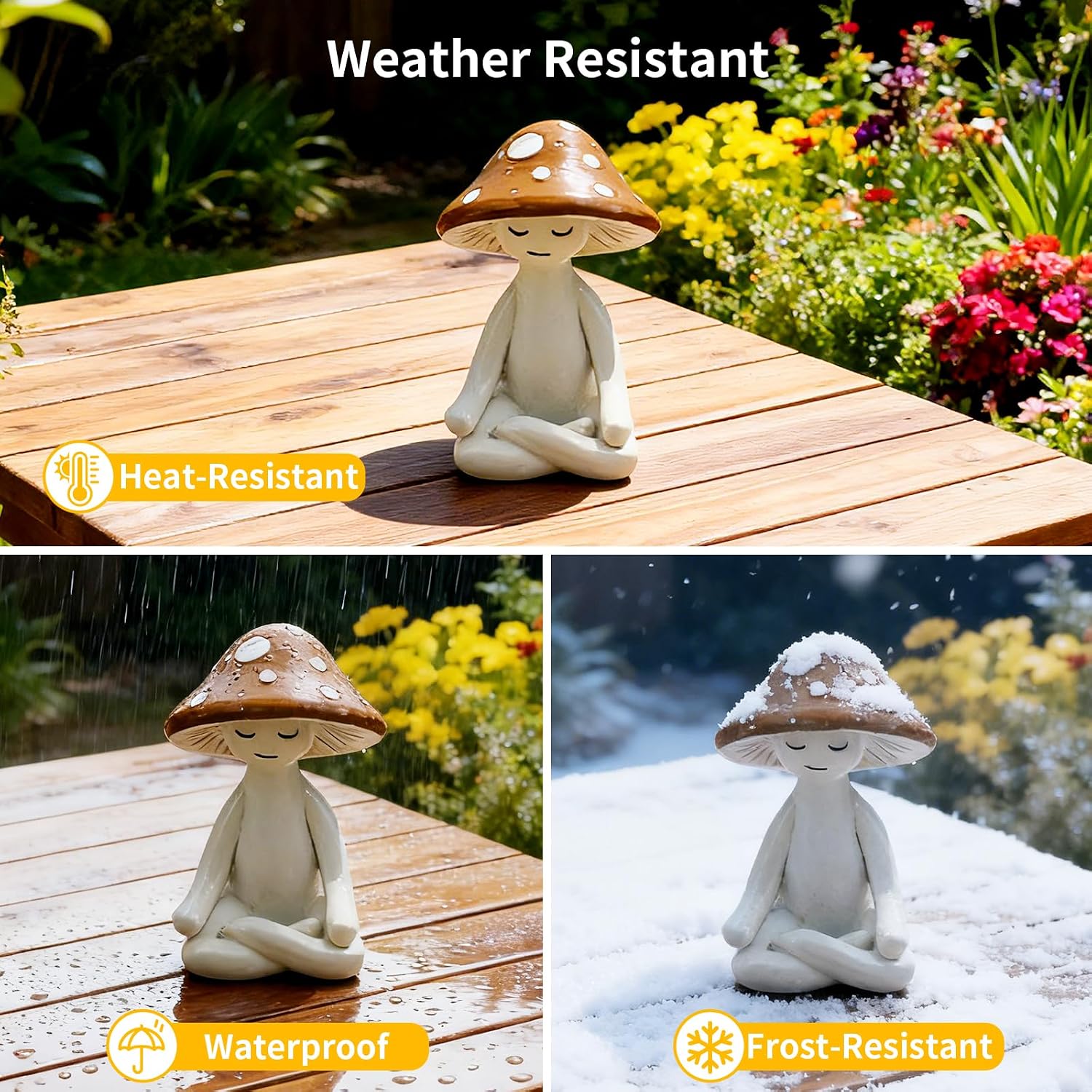 Yoga Figurines for Desk / Mushroom / Set of 3