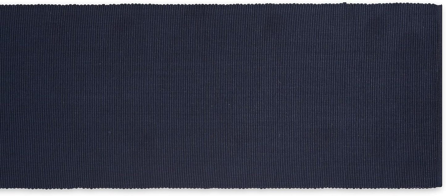 DII Basic Everyday Ribbed Tabletop 100% Cotton, Table Runner, 13x72, Nautical Blue