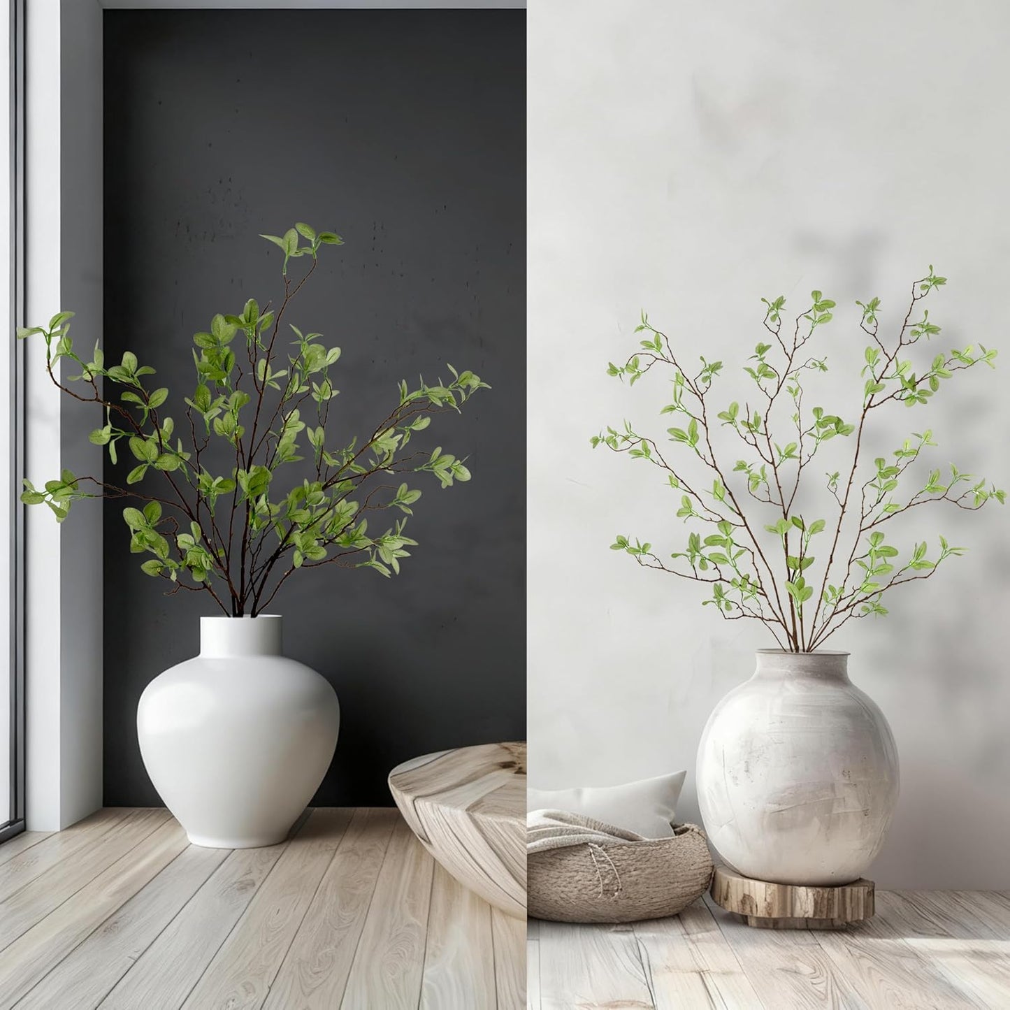 Long Faux Eucalyptus Branches for Tall Vase Filler / 43 Inch / Set of 3