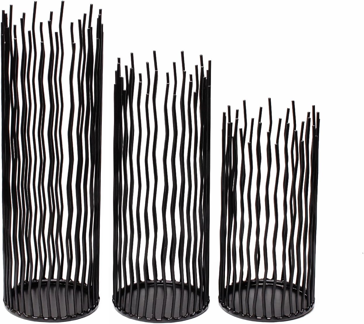Set of 3 Metal Iron Candle Holder, Black Candlestick Modern Table Centerpiece for Indoor & Outdoor Decor, Dining Room