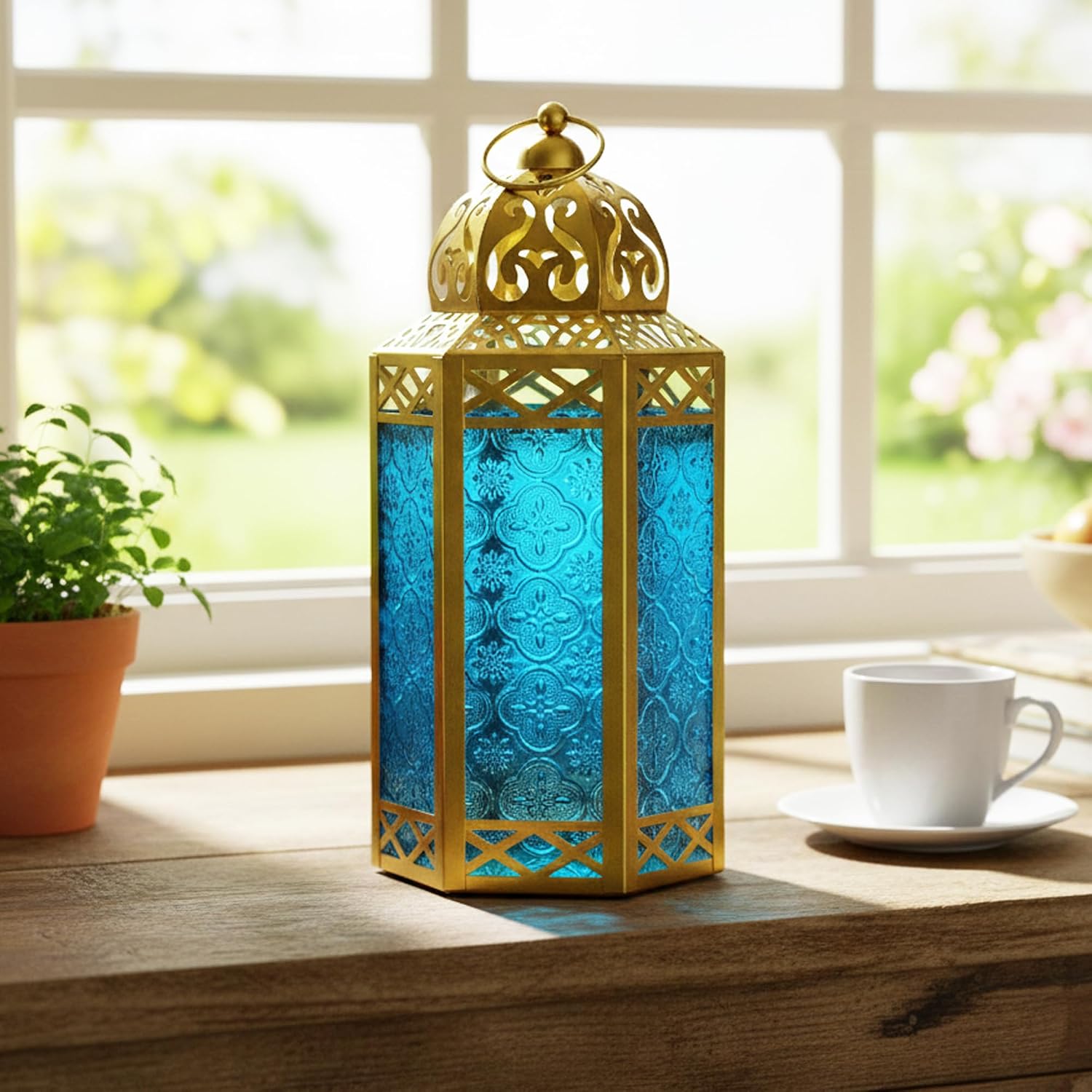 VELA LANTERNS 6-Pack Gold Metal Moroccan Decorative Candle Lantern Holder for Hanging or Table Centerpieces, Exotic