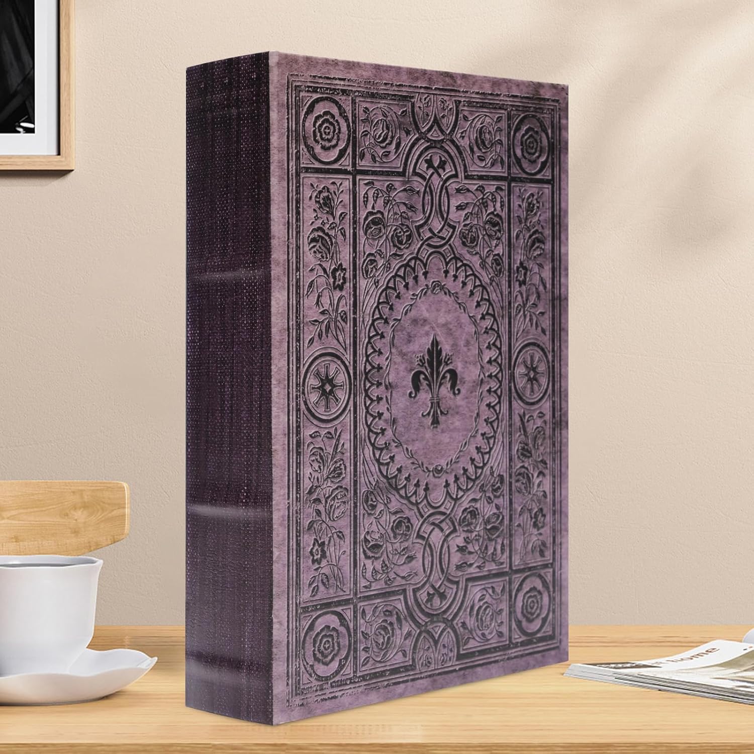 Leather Book Shaped Box Decorative Storage / Classical Violet