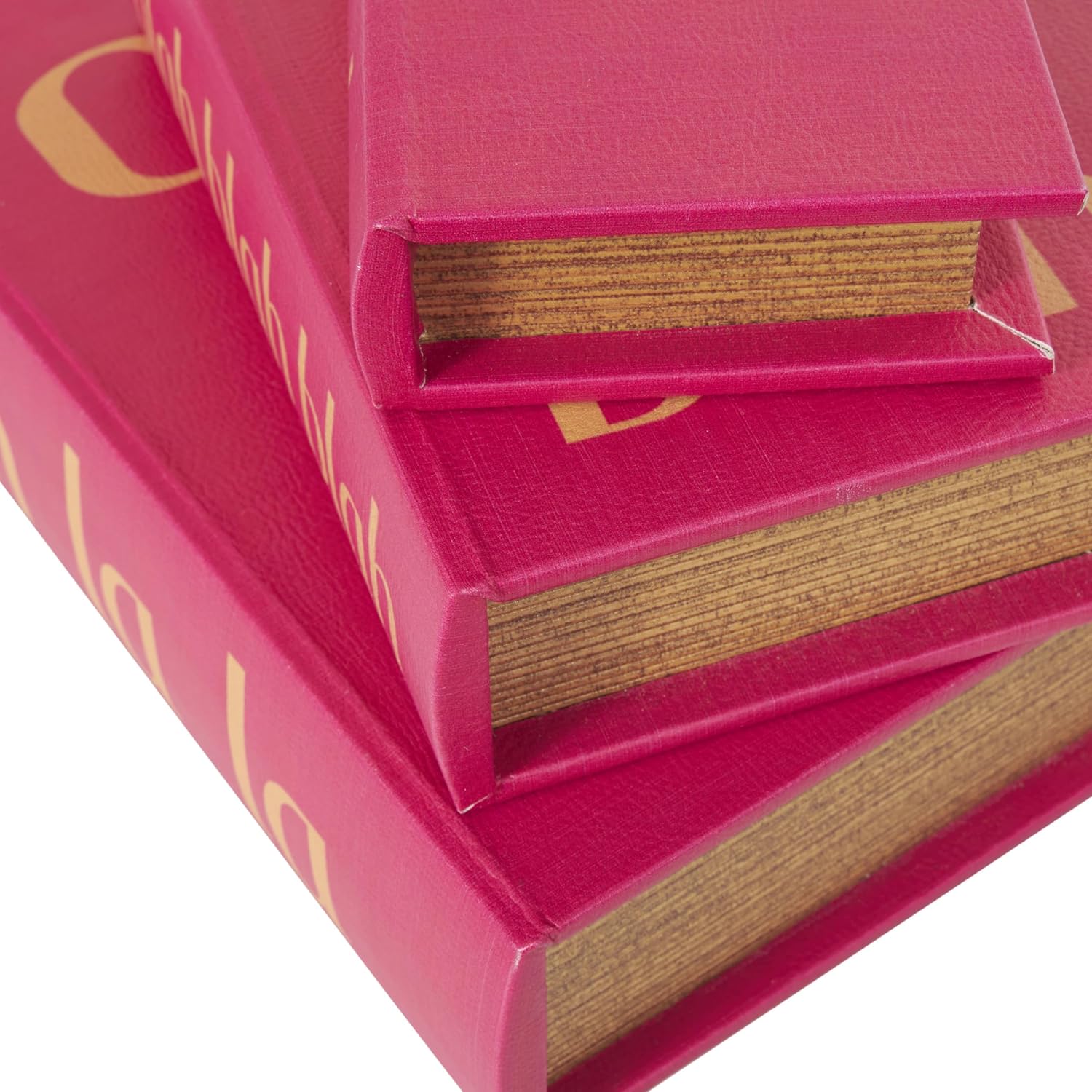 Wooden Decorative Box "Ooh La La" Faux Storage Book Decorative / Red / 12", 9", 6"H / Set of 3