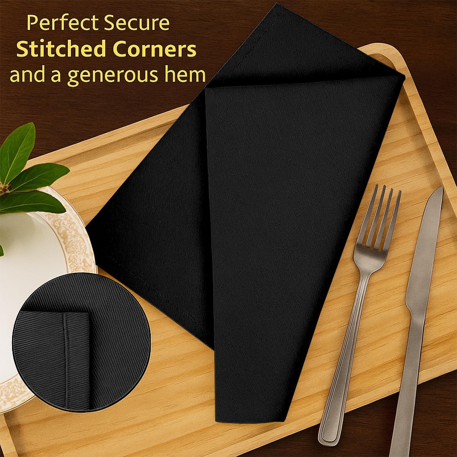 Cotton Cloth Napkins Set of 12 - Soft Premium Dinner Napkins with Hemmed Edges, Hotel Quality 18x18 Inch for Home