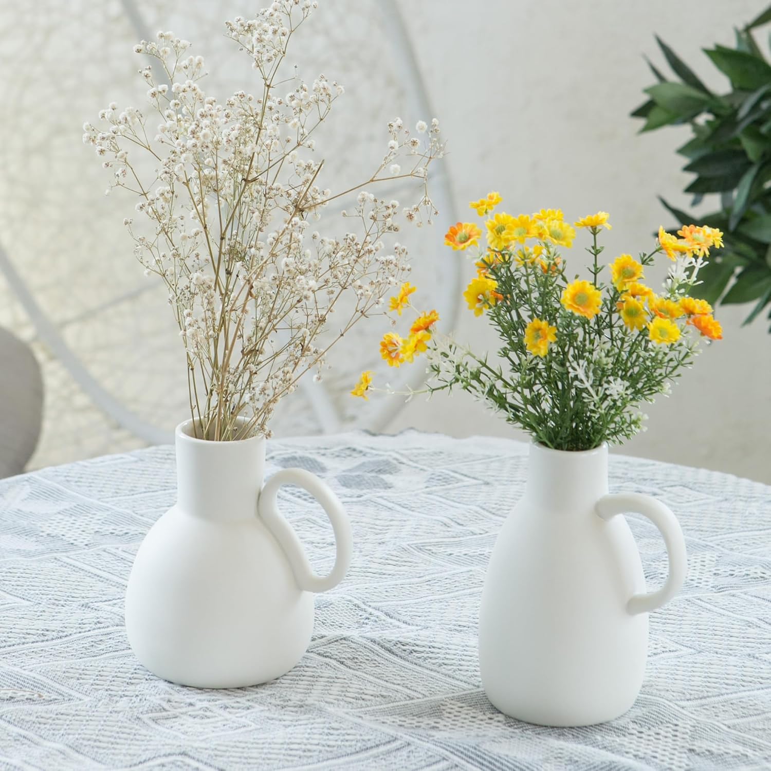 Ceramic Vase Set / White / Set of 2