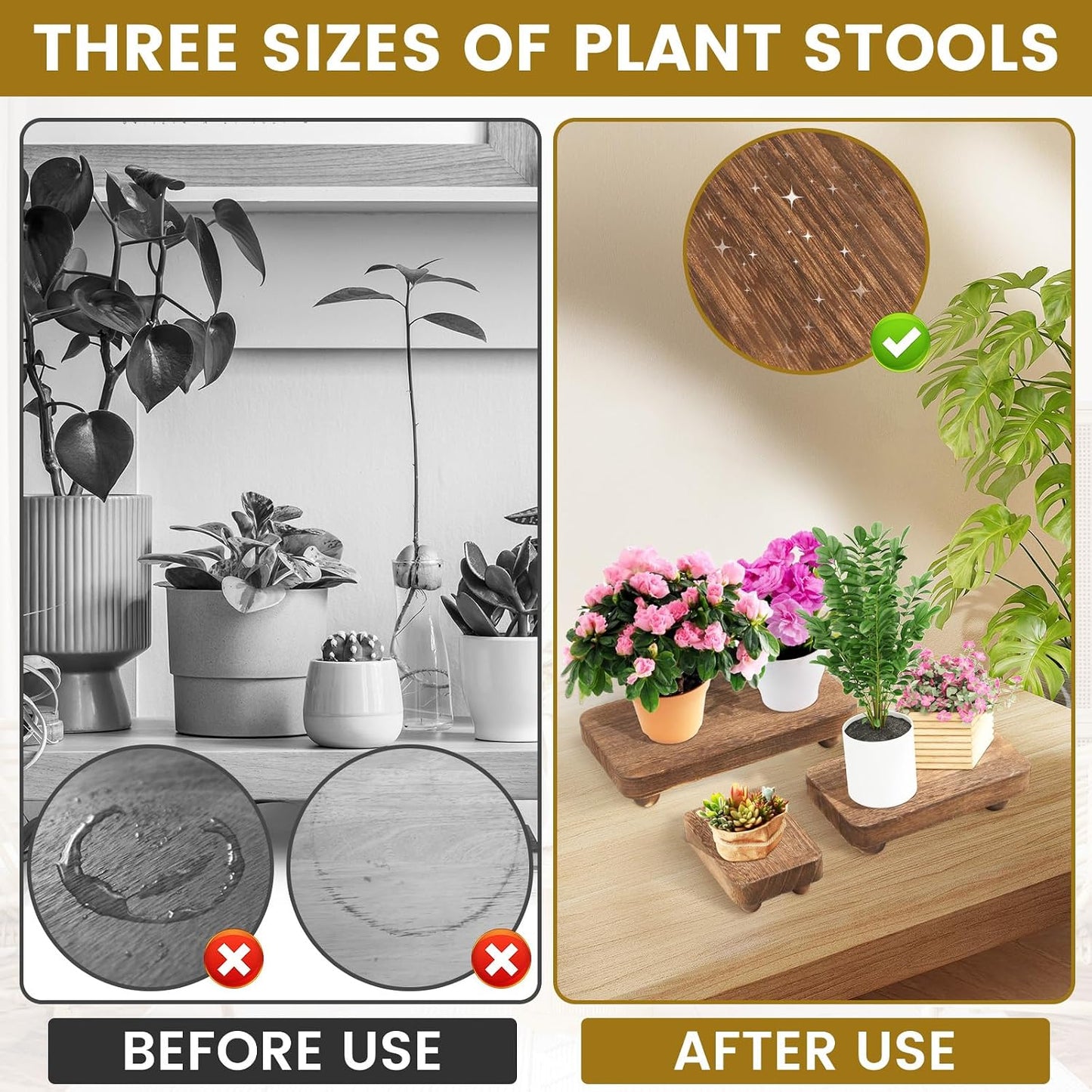 Square Wood Pedestal Stand / Set of 3