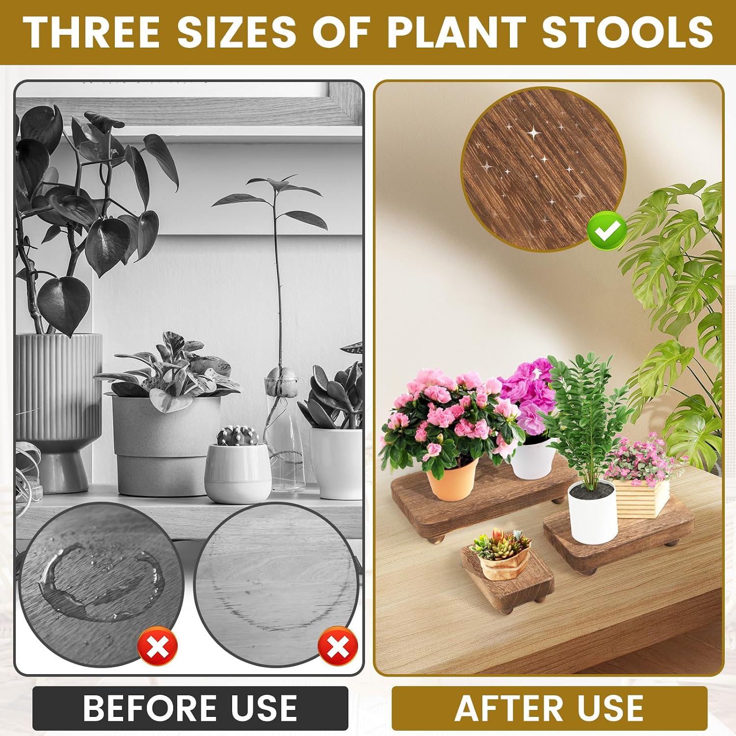 Square Wood Pedestal Stand / Set of 3