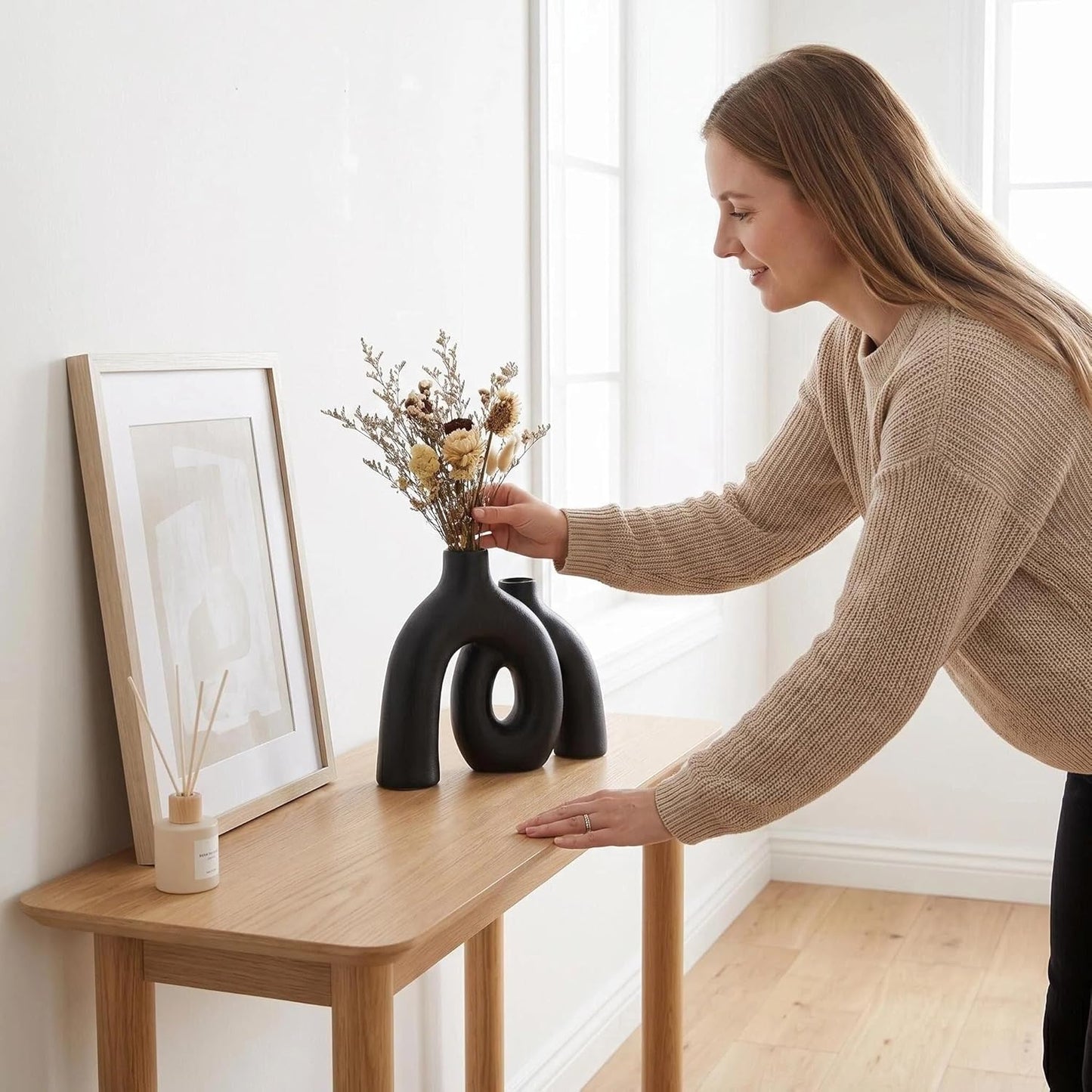 Modern Nordic Boho Vase Set / Black-1