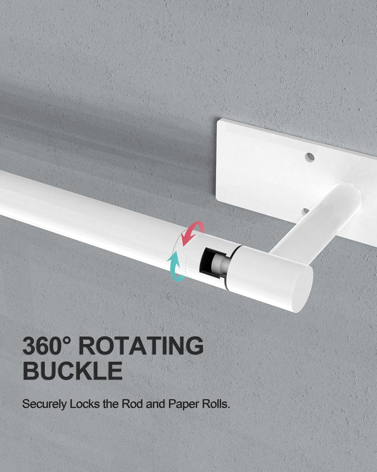 White Paper Towel Holder Under Cabinet Self Adhesive or Wall Mount | 304 Stainless Steel Post Pivoting Design No