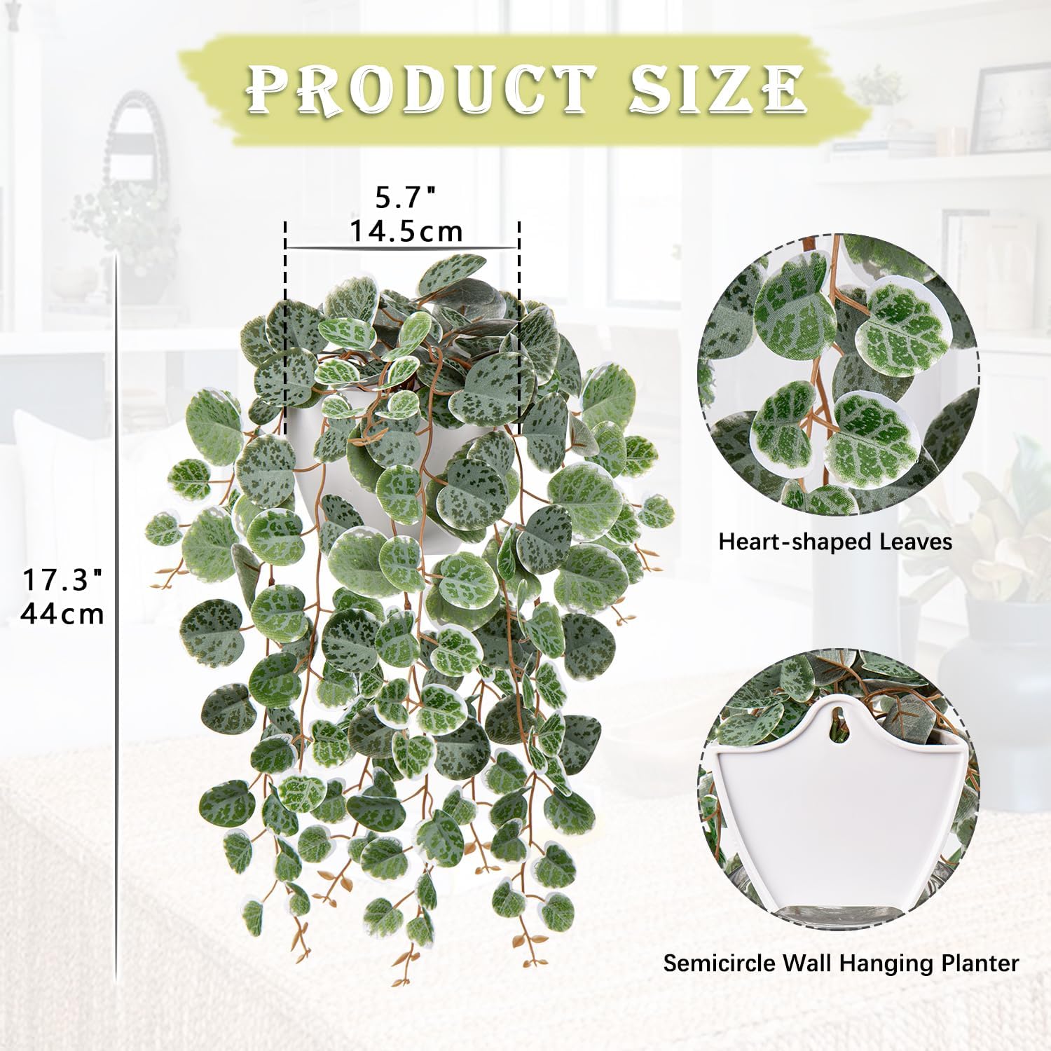 Semicircle Wall Mount Planter Faux / Fake Hanging Plant