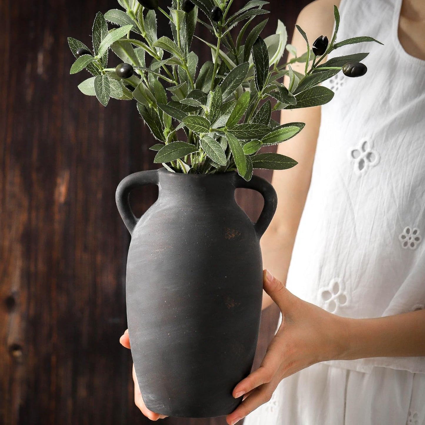 Ceramic Rustic Vase / 110-3-9.6in / 9.6 Inch