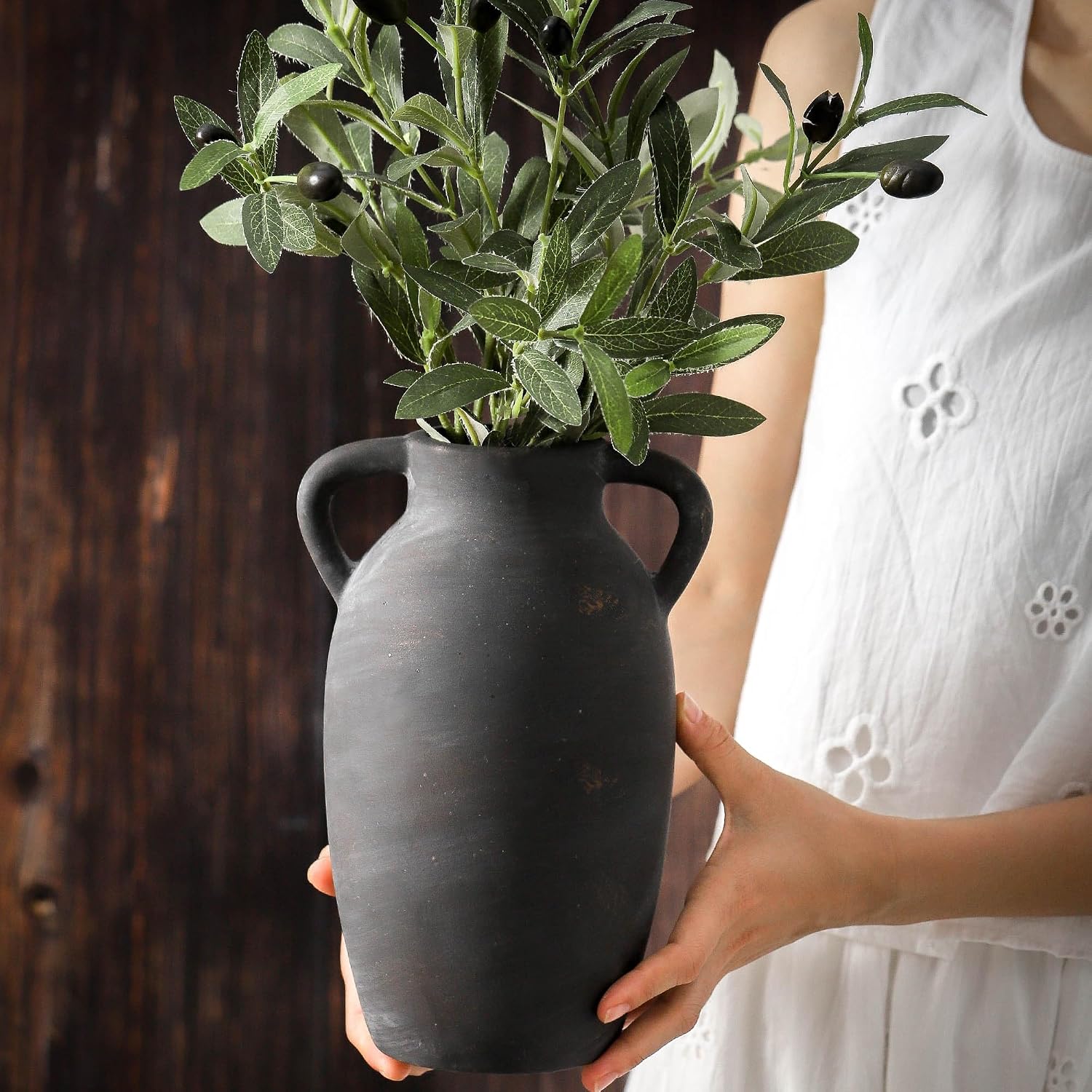 Ceramic Rustic Vase / 110-3-9.6in / 9.6 Inch