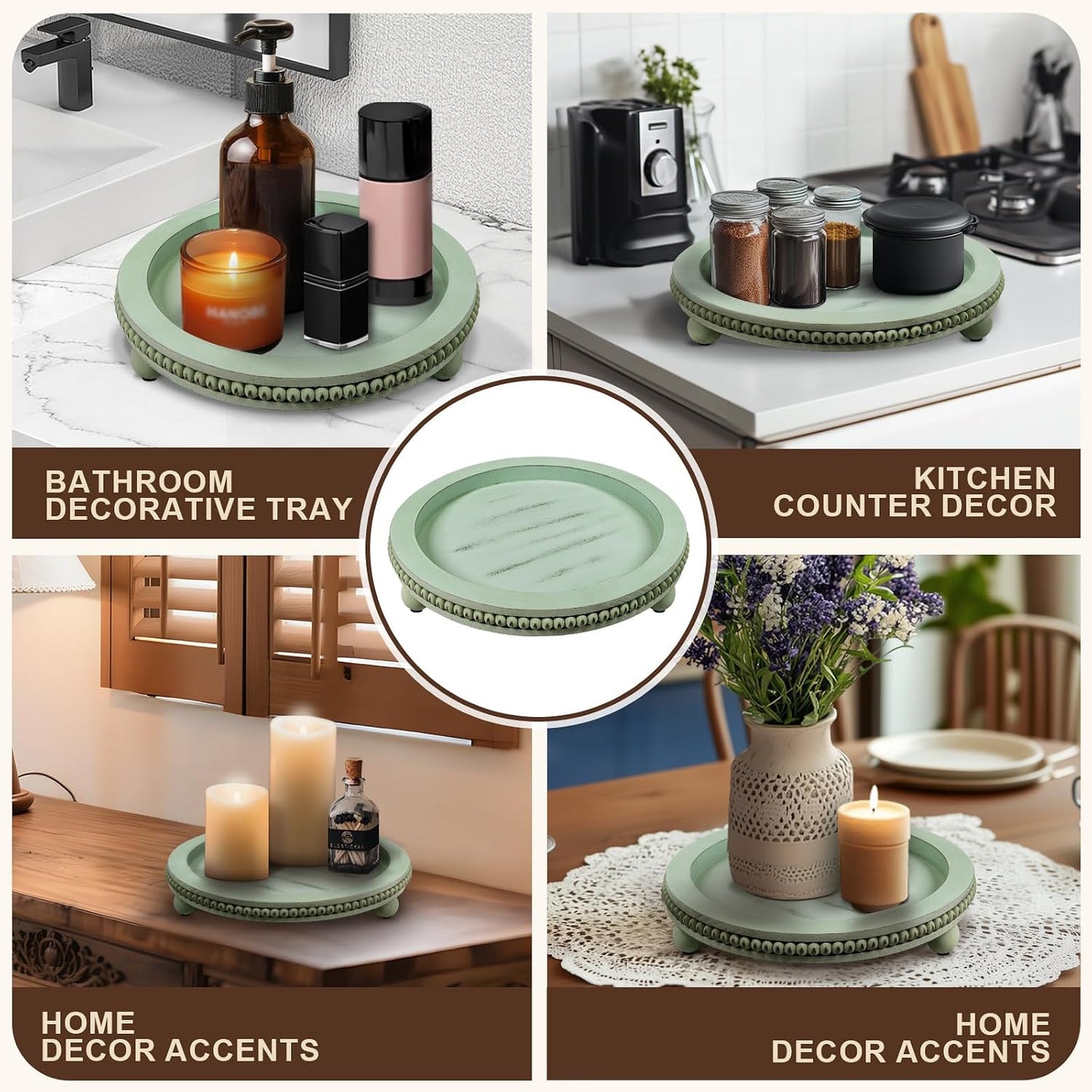 Wooden Decorative Tray / Sage Green