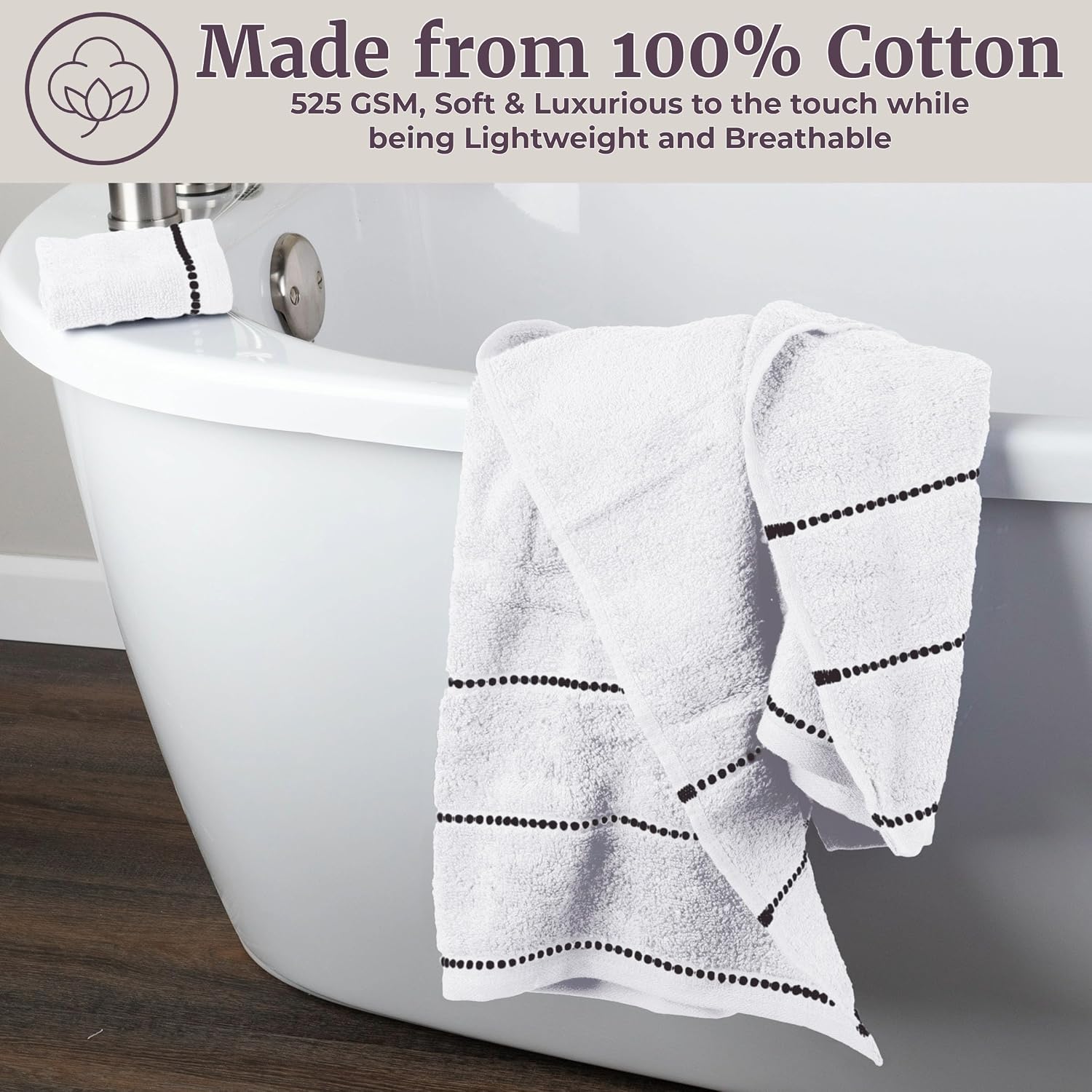 Lavish Home Bathroom Towels Set, Bathroom Accessories, White, Set of 6 | Includes 2 Bath Sheets, 2 Hand Towels, and 2