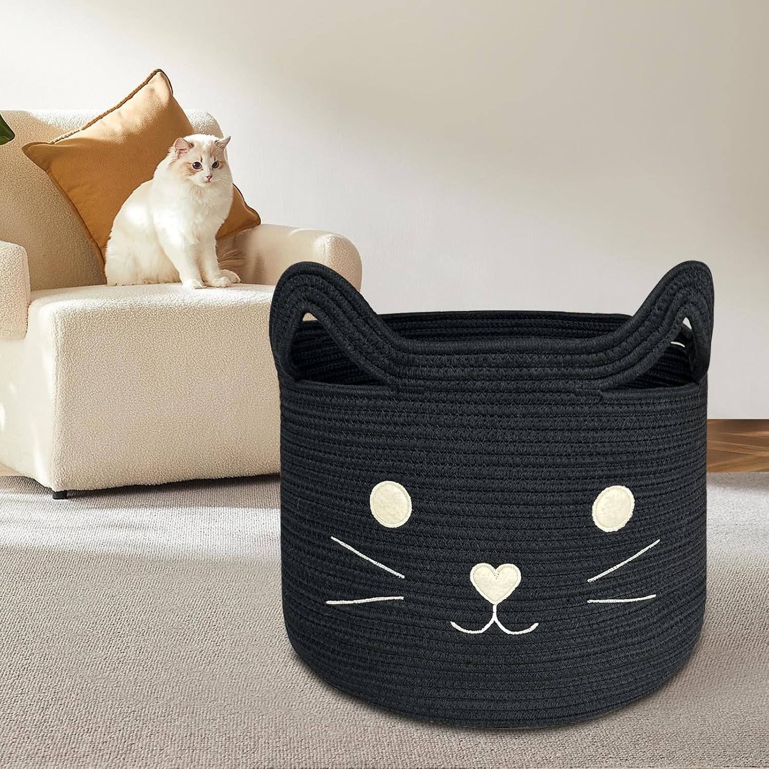 Gift Basket / Large Cat Toy Basket / Black / Black Cat