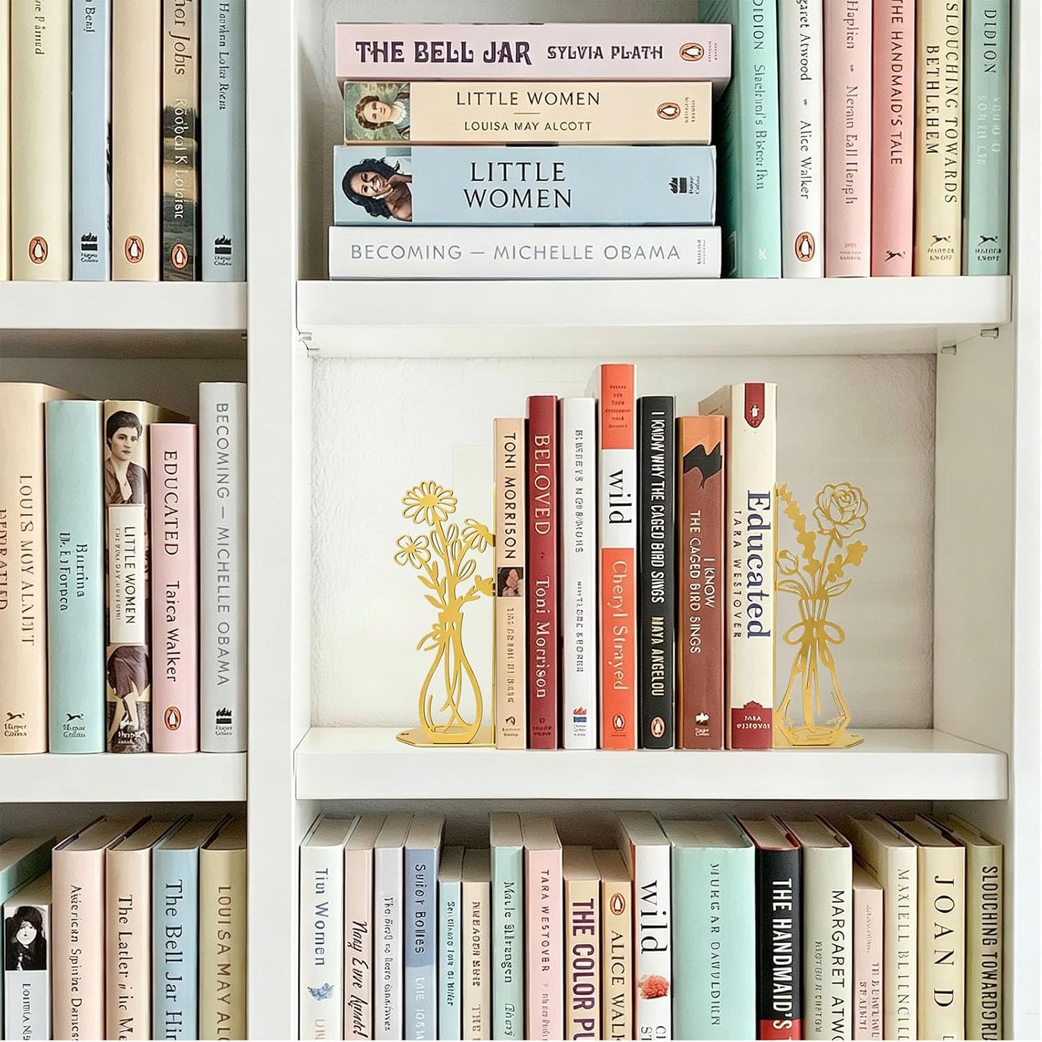 Flower Gold Bookends Metal Book Ends / Gold Flower