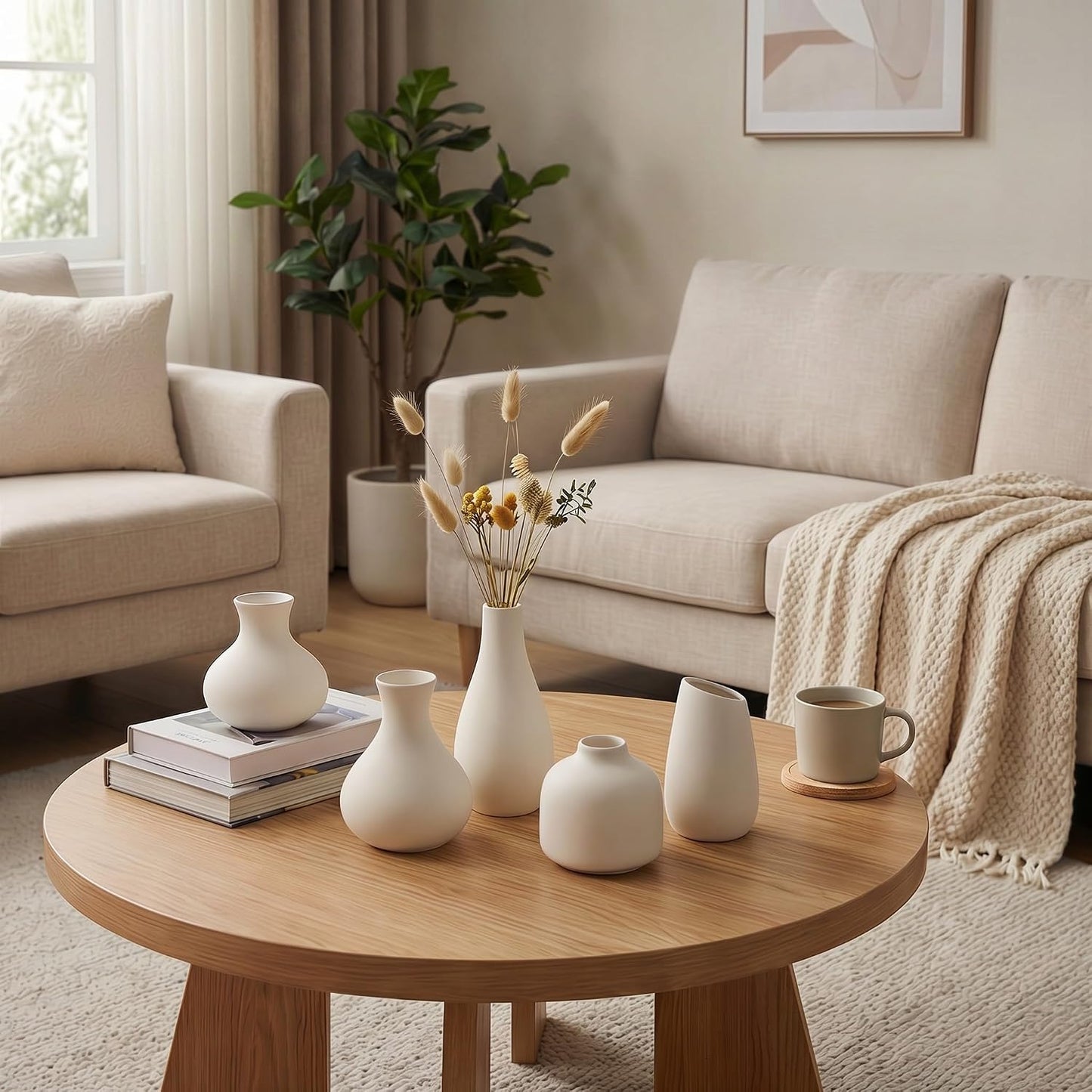 White Ceramic Bud Vase / White - 10-piece Set / Set of 10