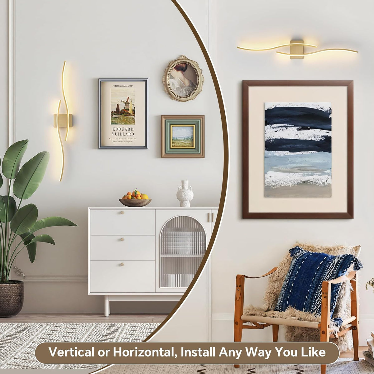Wireless Wall Sconces Set of Two, Dimmable, 3CCT, Up to 65H Runtime | 3 Color Temps, Stepless Dimming, Timer, Modern