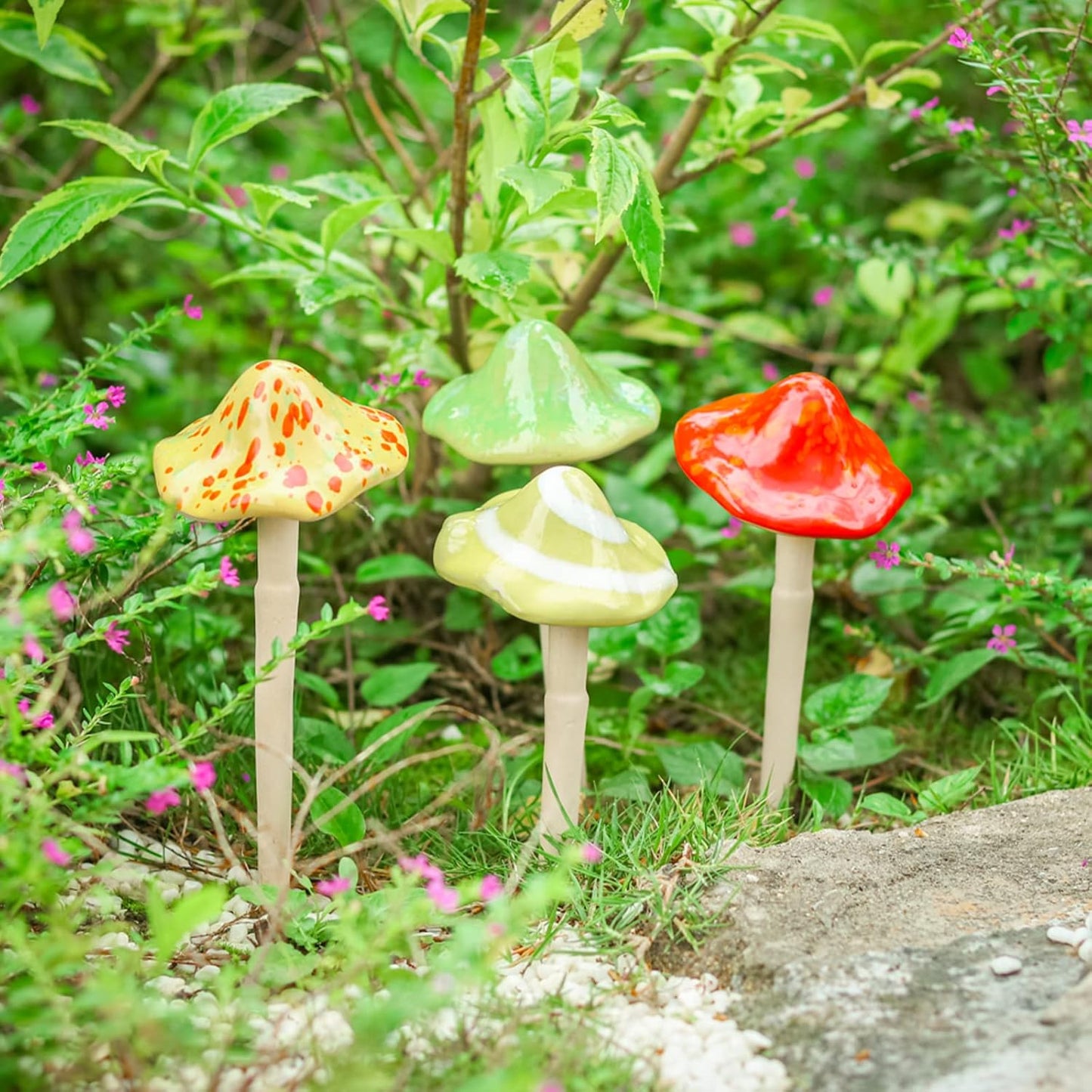 Mushroom Statue Decor / 4 Mushroom / Set of 4