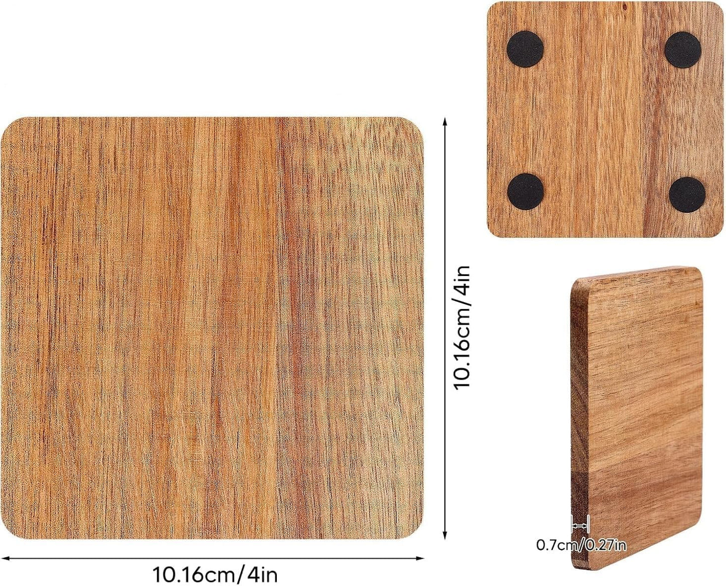 Iron Holder Stand / Square Acacia Wooden Set 6