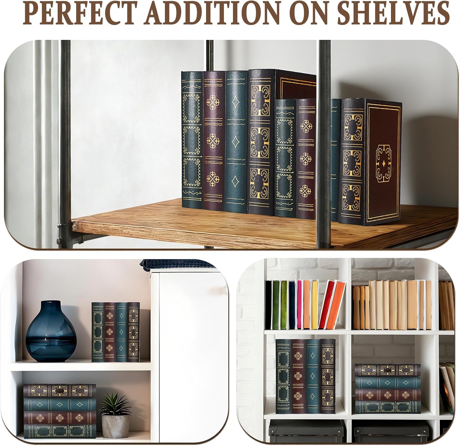 Faux Stacked Hollow Books / Green Bottom / Set of 2