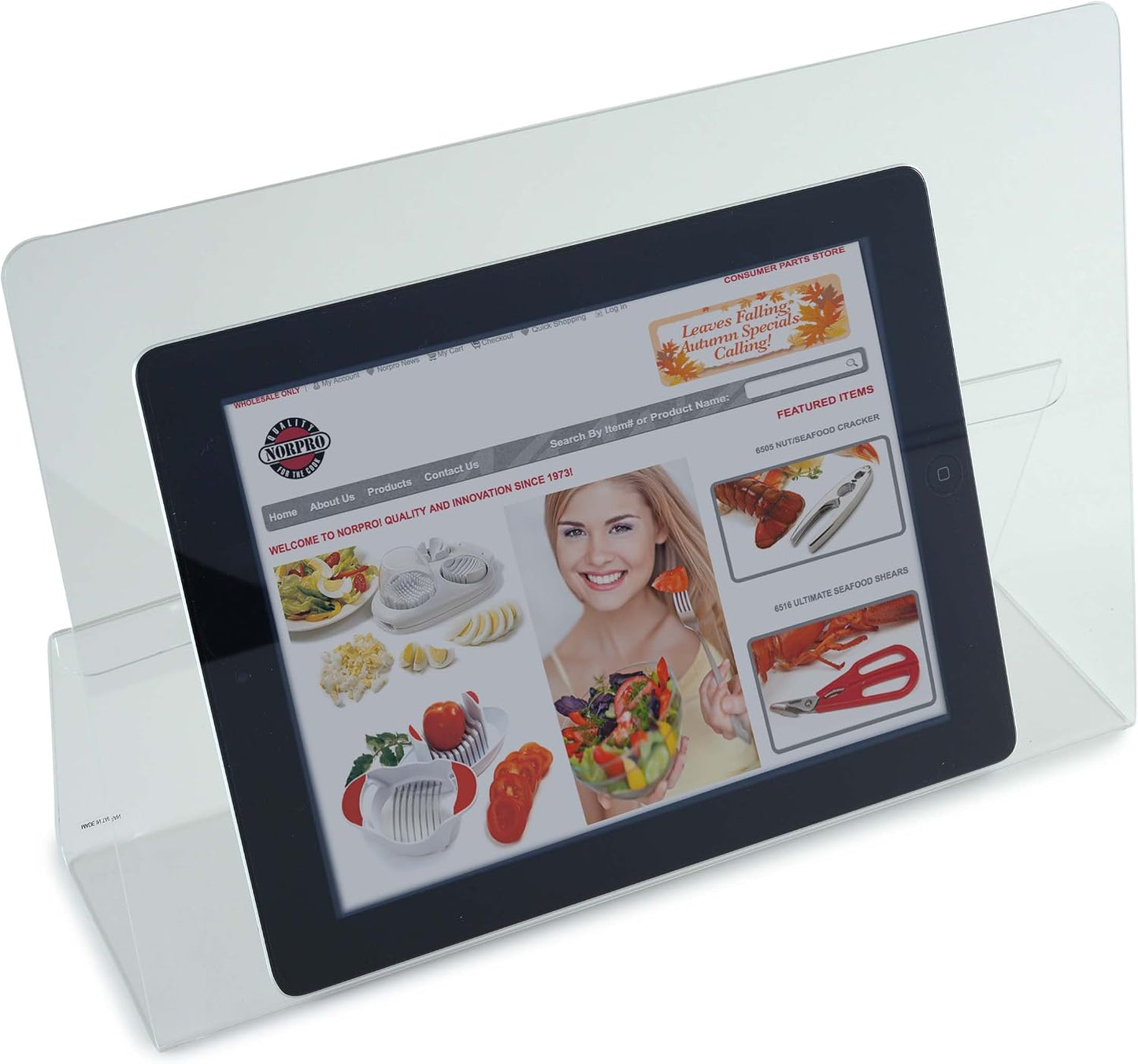 Norpro Acrylic CookBook / IPad / Tablet Holder, 9"D x 12.5"W x 3.25"H