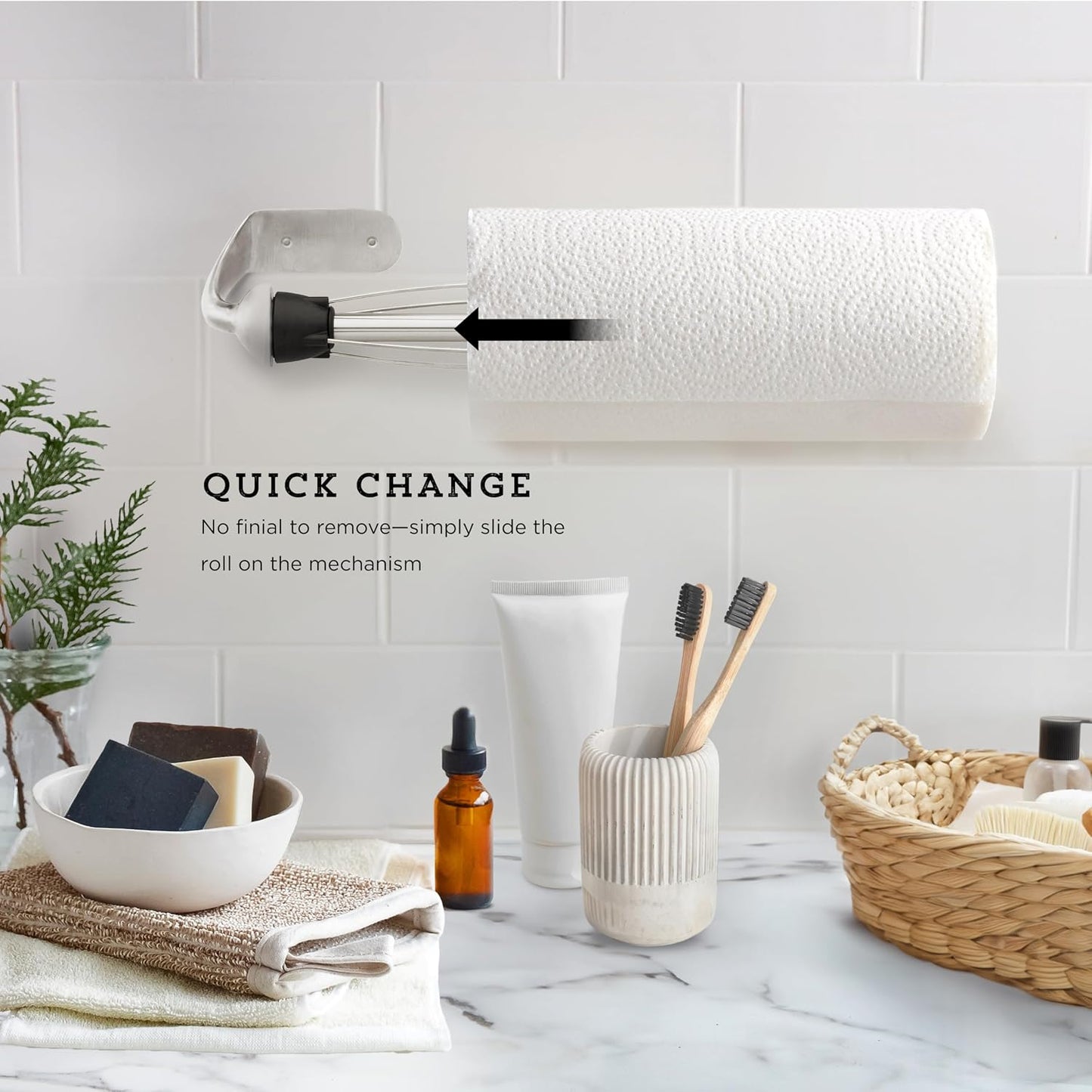 Kamenstein Perfect Tear Paper Towel Holder Wall Mount or Under Cabinet - Die Cast Aluminum, Patented Ratchet System