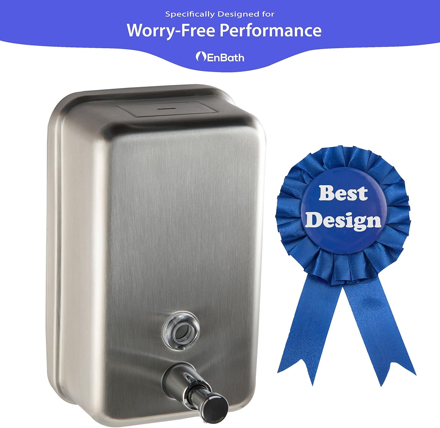 Commercial Soap Dispenser Wall Mount, 304 Stainless Steel & Solid Brass Pump Core, Industrial Grade Hand Soap Dispenser